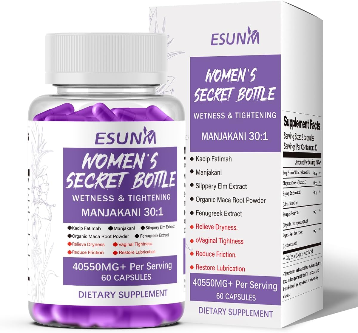 Vaginal Moisturizer Capsules, Female Vaginal Probiotics Wetness & Tightening Vaginal Wellness Supplement for Enhance Vaginal Muscle Tone & Vaginal Dryness- Vegan, 60 Capsules