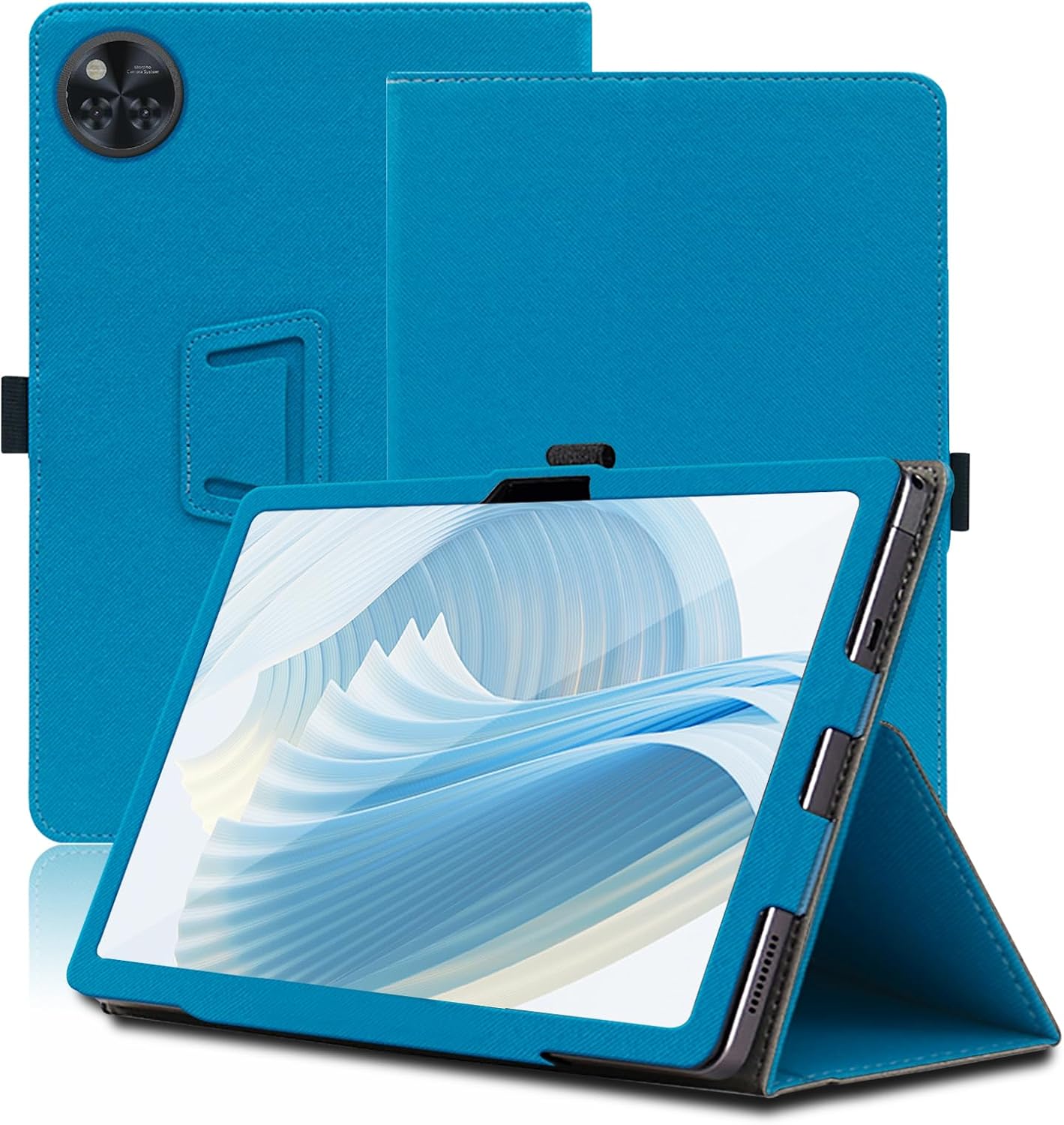 Case for DOOGEE U11 11 inch, DOOGEE U11 Tablet Case, Folding Stand Protective Cover with Pencil Holder and Wrist Strap, Full Protection. (Light Blue)