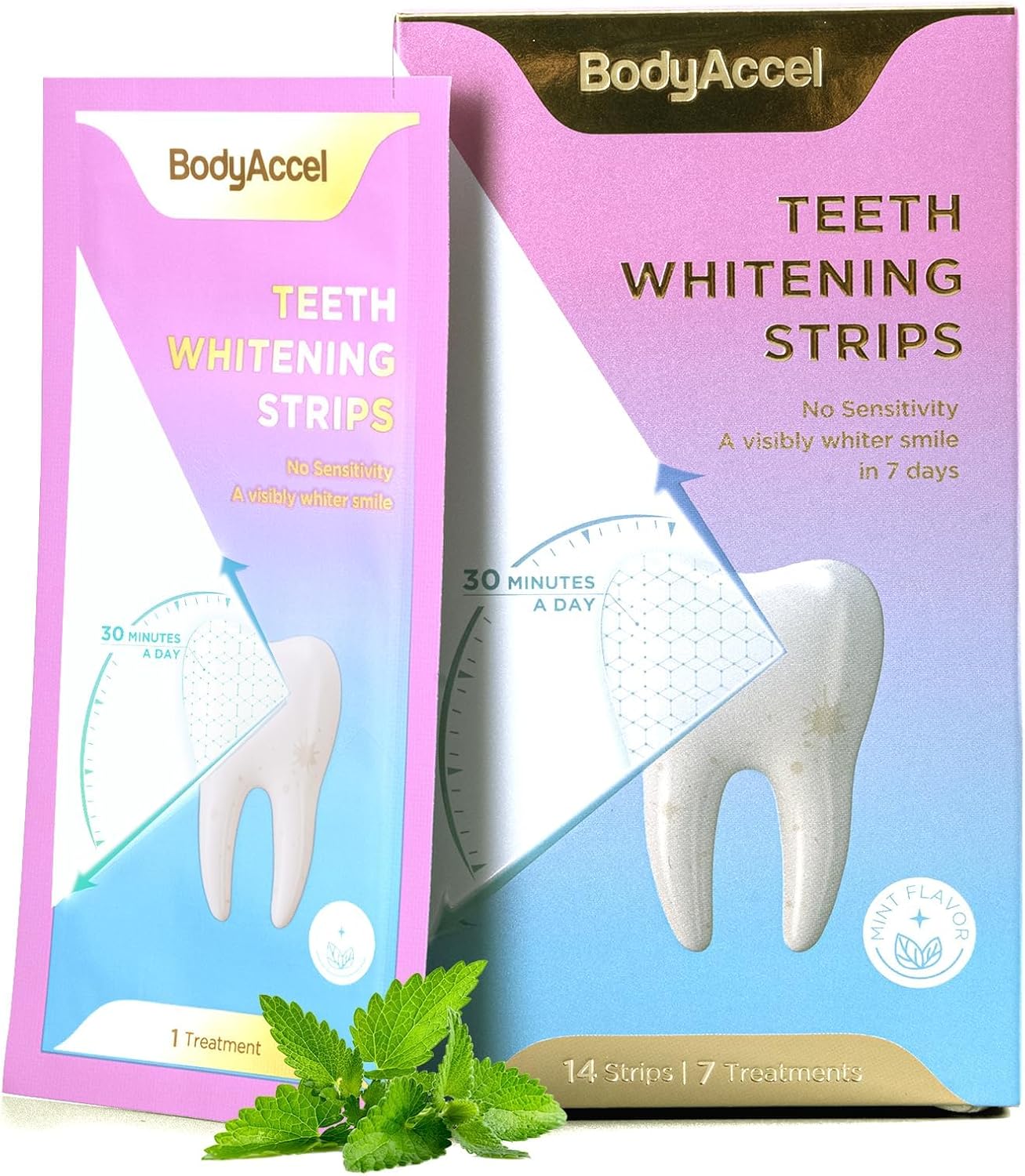 Teeth Whitening Strips, 7/14 Day Treatments, White Strips for Teeth Whitening, Residue-Free, Enamel Safe, Intensive Whitening, Rinse-Free (14 Count)