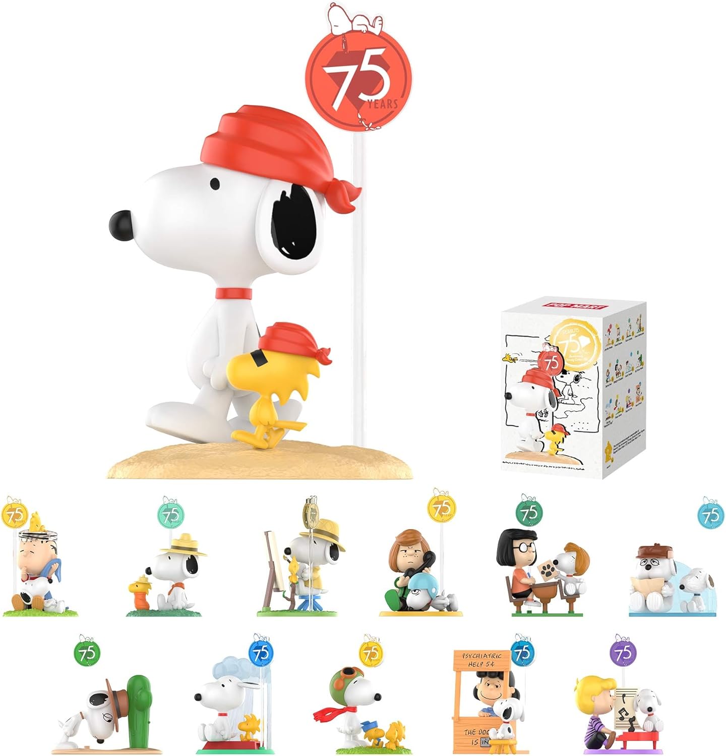 POP MART Peanuts 75th Anniversary | Snoopy Comic Life Series Blind Box Figures, Random Design Action Figures Collectible Toys Home Decorations, Holiday Birthday Gifts for Girls and Boys, Single Box