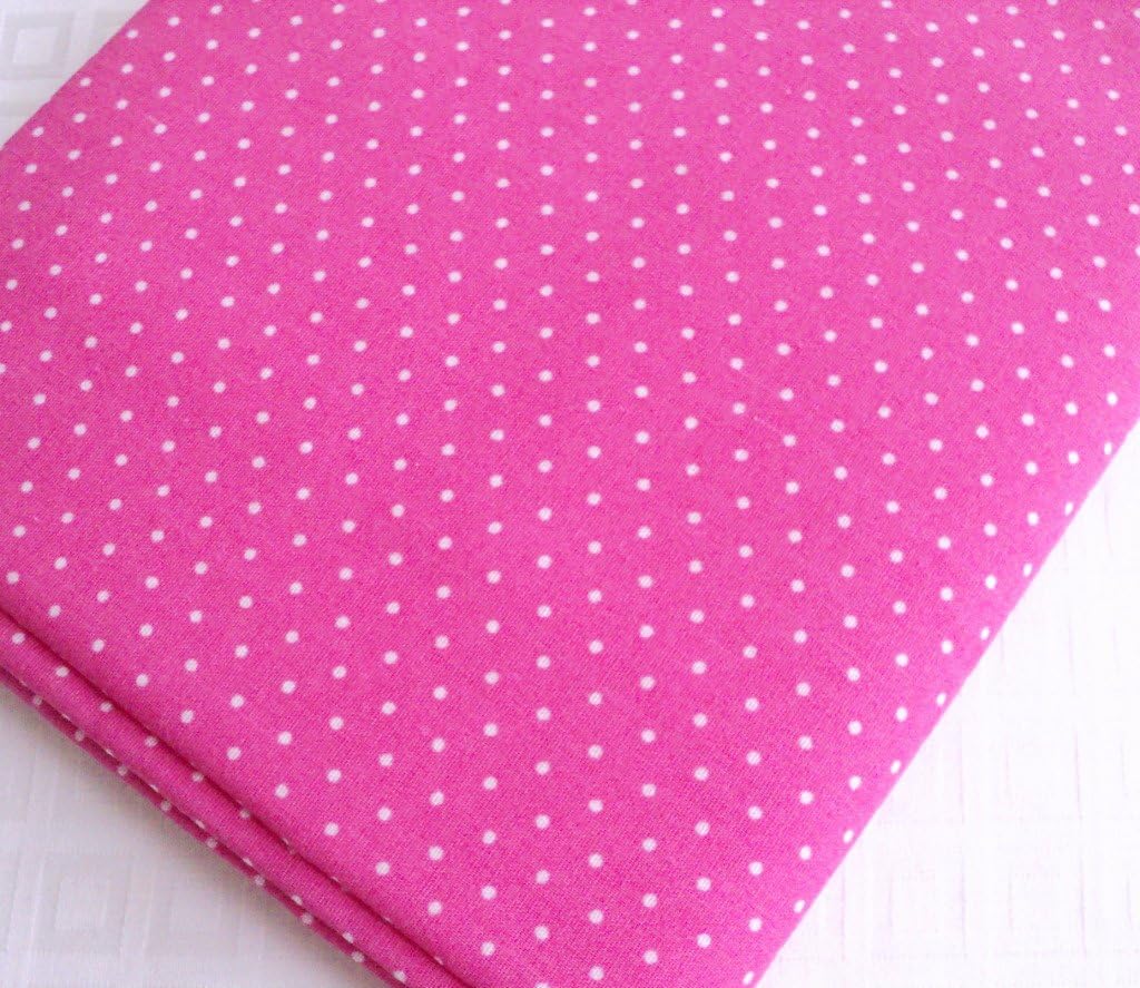 FAT QUARTER OF CERISE PINK WITH WHITE SMALL PINSPOT POLYCOTTON POPLIN FABRIC **FREE UK POST** 2mm SPOTS JAPANESE QKT 4000 POLY COTTON MATERIAL HOT PINK WHITE COLOUR COLOR FAT QURTERS DRESSMAKING SHIRTS CLOTHES CRAFTS BRIGHT PINK WITH WHITE MINI POLKA DOTS