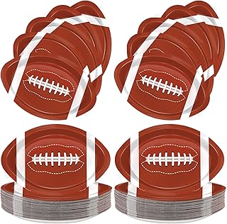 100 Pieces Football Plates Football Shaped Disposable Paper Plates Football Party Supplies for Football Party Decorations Gameday Tailgate Party Decorations
