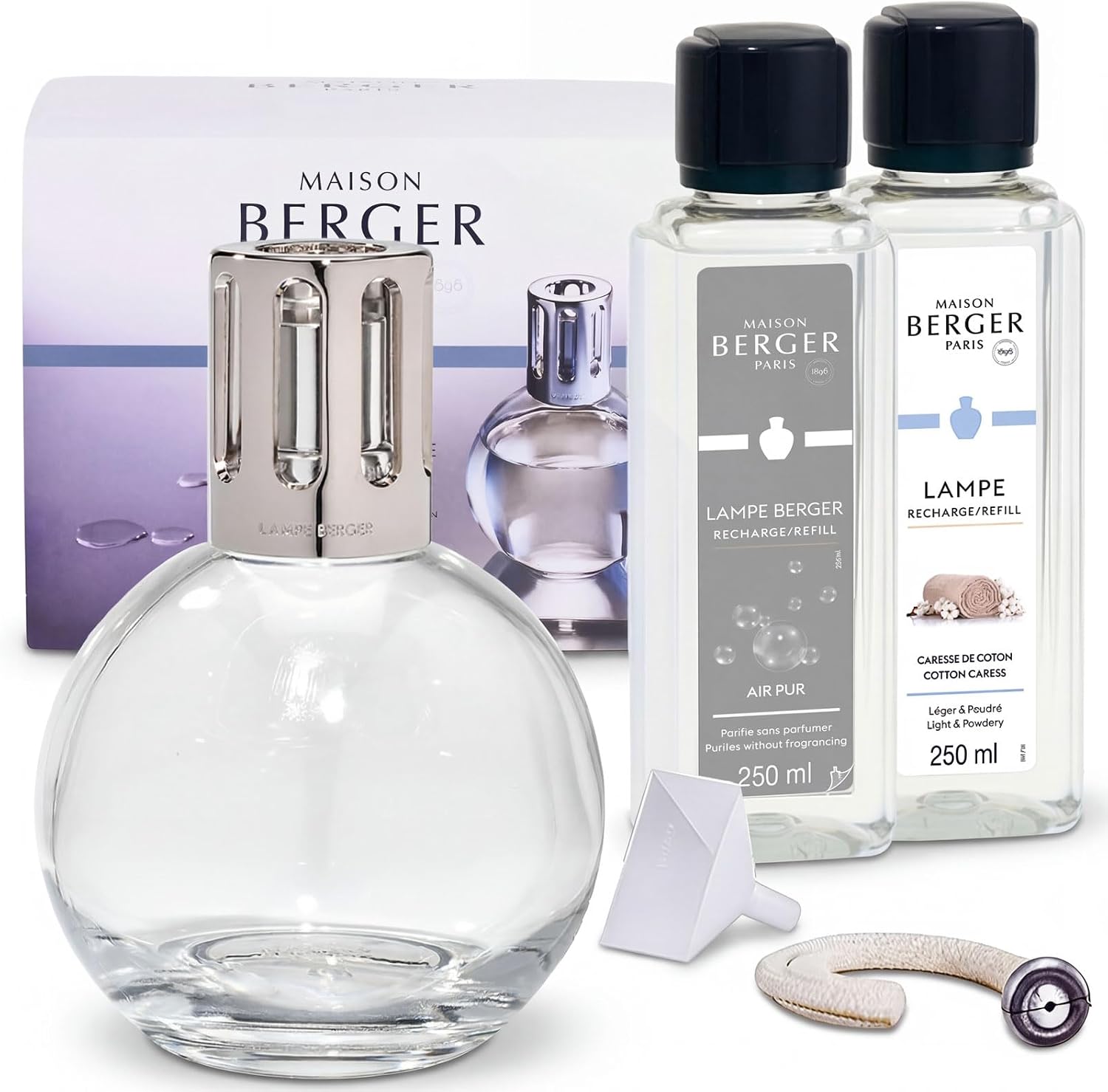 MAISON BERGER – Essentielle Lamp Berger Gift Set with Included Refills – 2-in-1 Catalytic Fragrance Lamp to Purify Then Fragrance the Air – Gift-Ready (Essentielle Round)