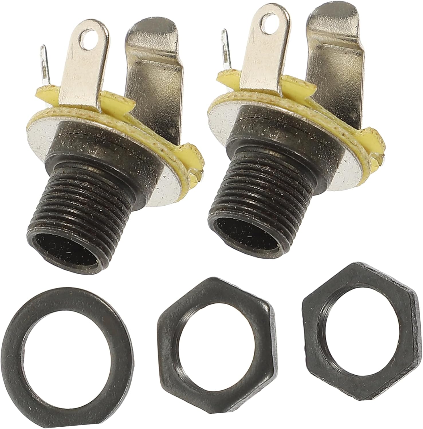BESPORTBLE 2pcs Guitar Jack Socket with Screws Durable Metal Panel Mount Input Output for Electric Bass and Guitar Mono Jack Replacement