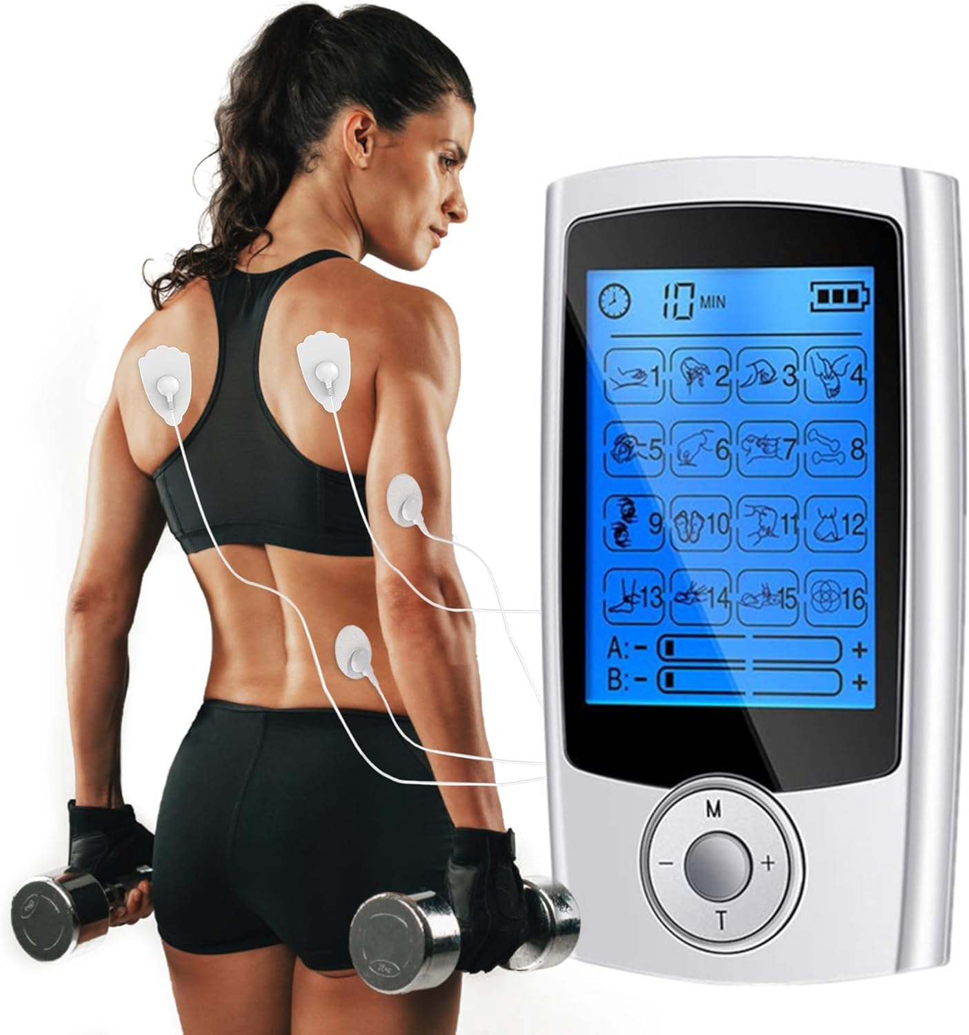 Dual Channel TENS Machine for Pain Relief, Smart TENS Units with Up to 16 Modes, 20 Intensities, 8 Pads, Rechargeable Muscle Stimulator for Back, Neck, Shoulder, Knee, Arthritis Sciatica Cramps Pain