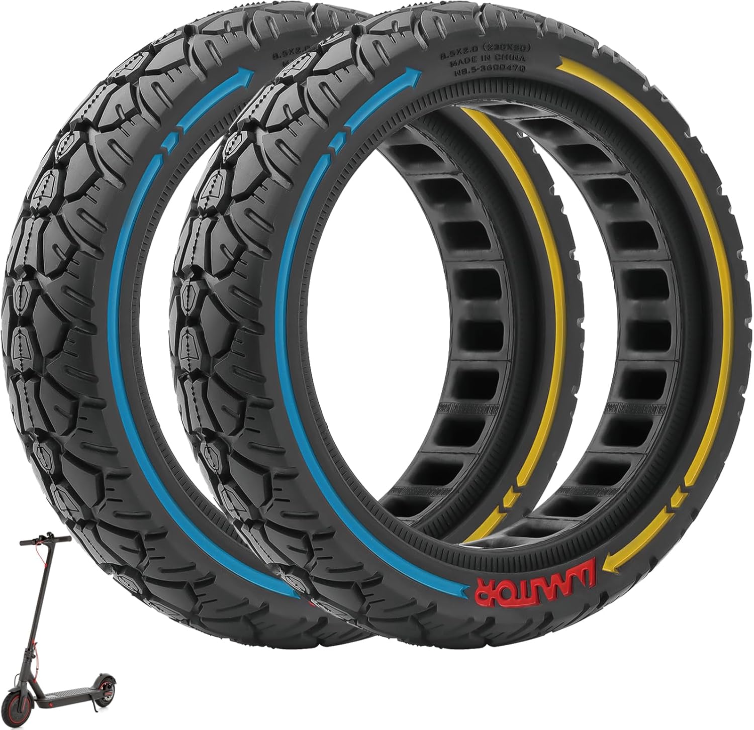 VOLOHAS 8.5 x 2.0 (230 x 50) Solid Rubber Tyres, 8 2/1 x 2.0 Replacement Tyres, 8.5 Inch Solid Tyres for Xiaomi M365 1S, Pro/Gotrax XR Electric Scooter Replacement Tyres, Solid Tyres, Non-Slip,