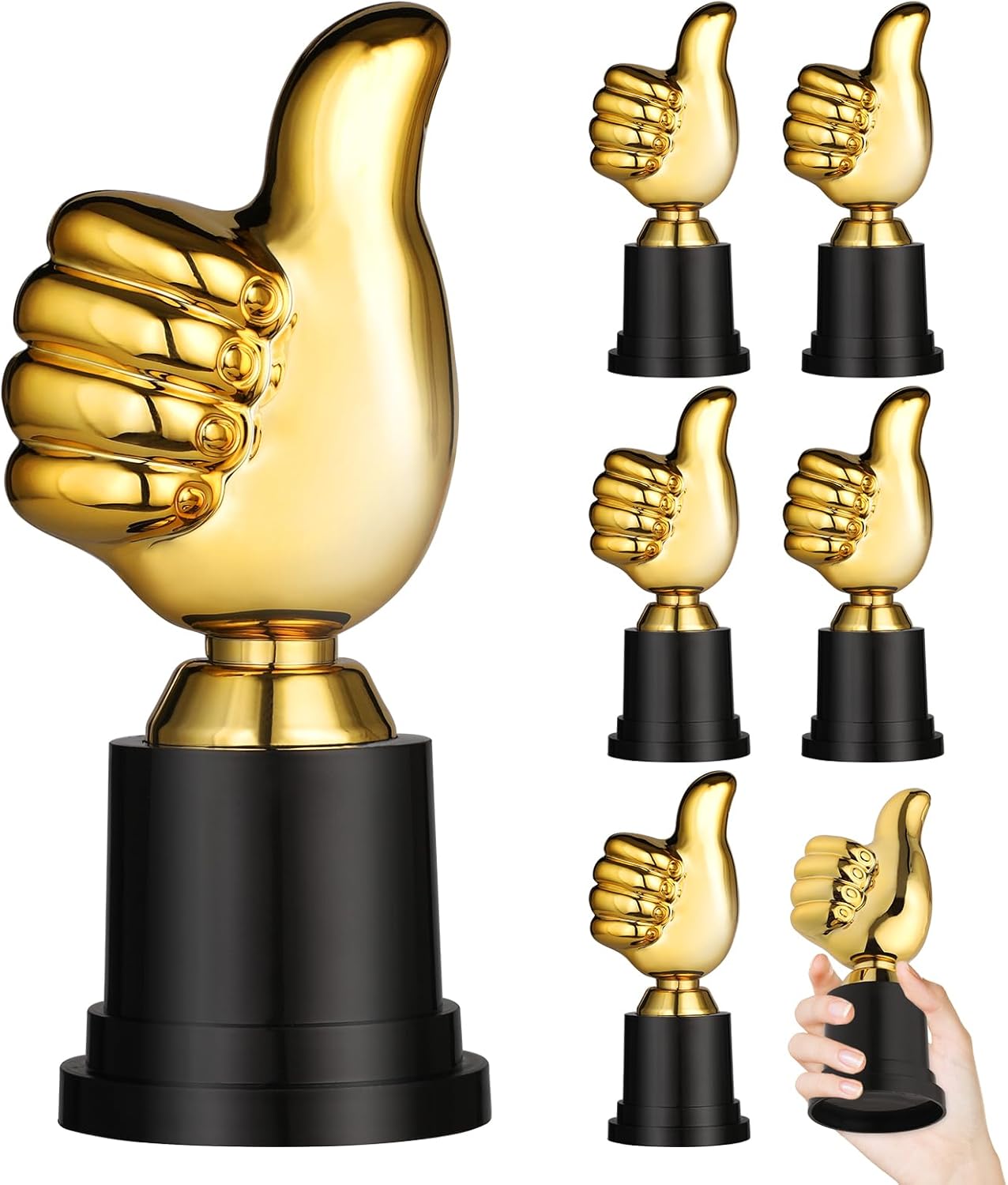 GeeRic 6PCS Mini Trophies Gold Trophy Plastic with Base Trophy Cups Winner Medals for Party Decoration/Competition/Sports/Activity/School Award/Party Favors