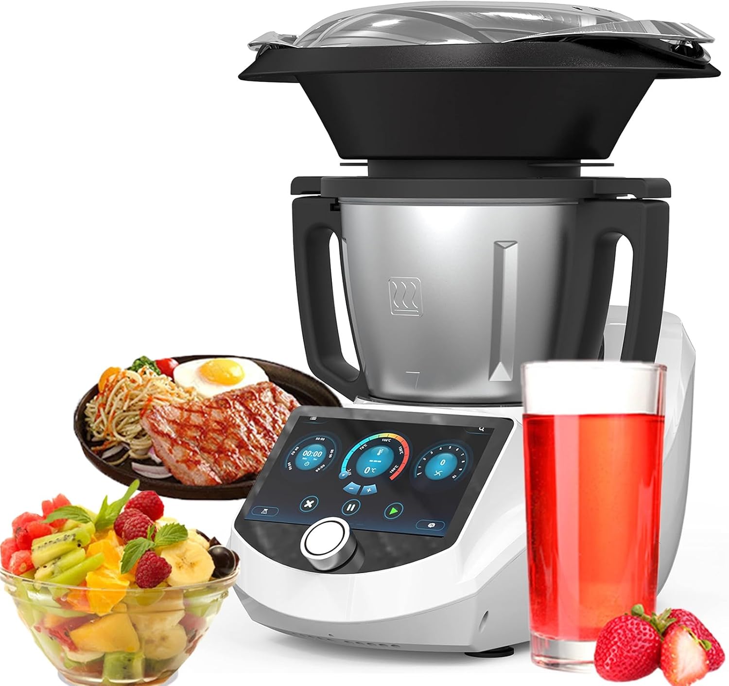 Auto Cooking Machine, Multifunctional Food Processor with Built-in Receipes, Scale & WiFi, TFT Touch Screen, 3L Smart All-in-one Kitchen Robot, Chef Robot for Cook Weigh Stir-Frying