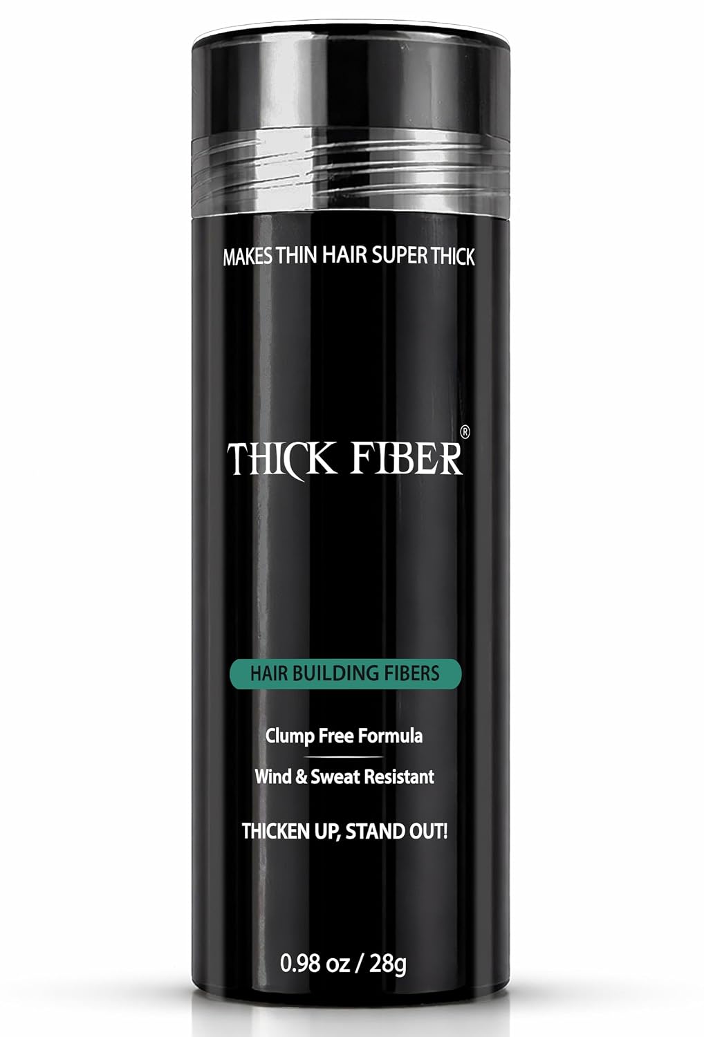 THICK FIBER Hair Fibers for Women & Men with Thinning Hair, (Black), 28g, Hair Loss Concealer, Covers Bald Spots, Hairline & Sparse Areas, Natural Fuller Looking Hair
