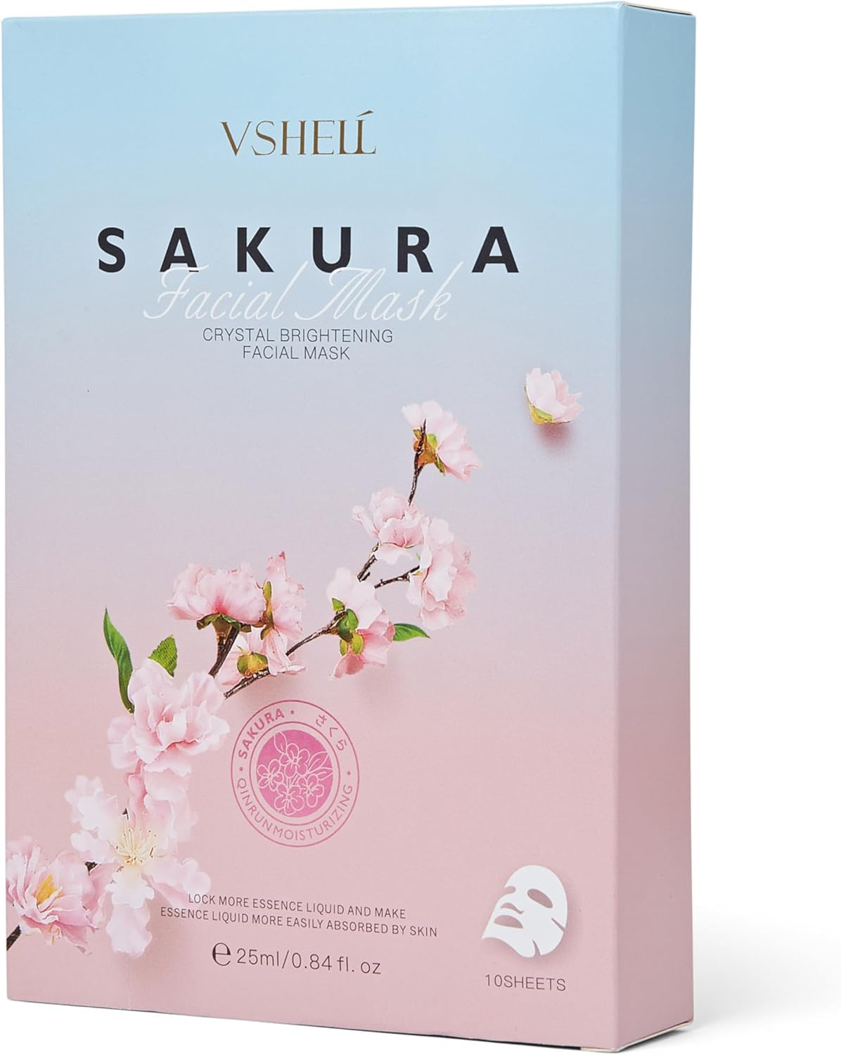 Brightening Face Sheet Mask, Set of 10 - Japanese Hydrating Beauty Skincare with Sakura Extract for Women and Men - Moisturising Anti Aging Facial Treatment - Ideal for Sensitive Skin