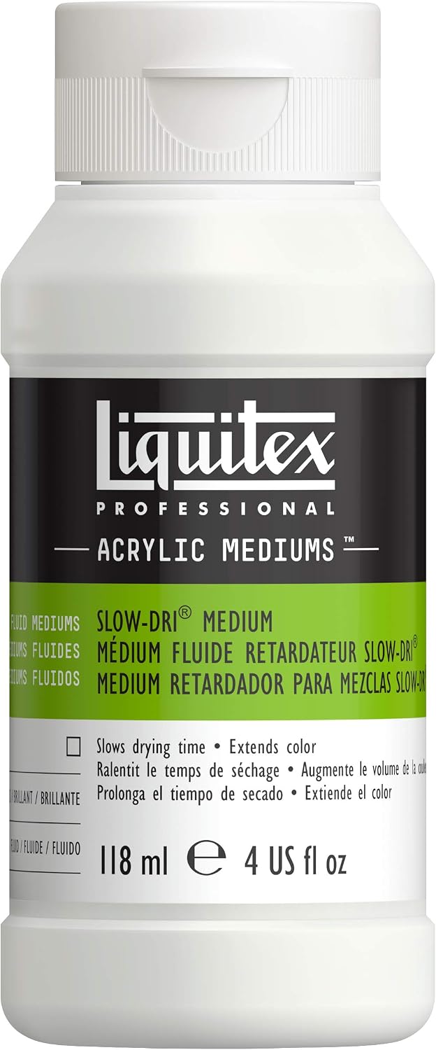 Liquitex Professional Fluid Medium, 118ml (4-oz), Slow-Dri Blending | Extends Open Time of Color/Medium by 40%, Blendable & Workable for Longer, Maintains Transparency, Lowers Viscosity
