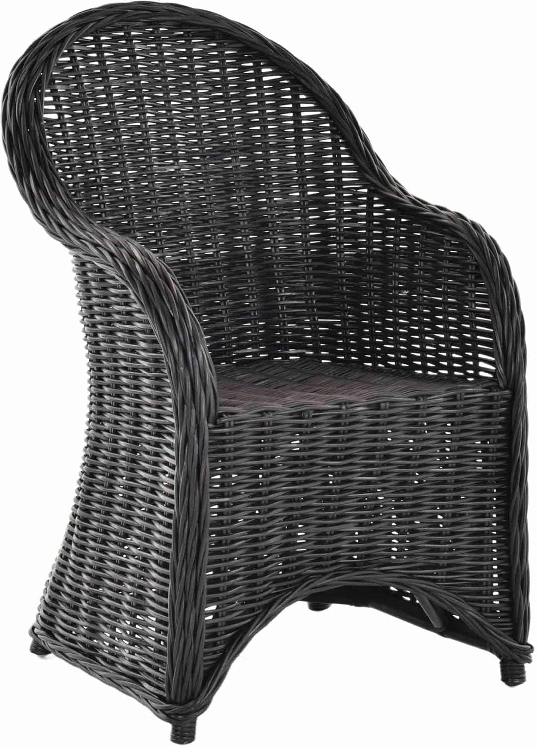Dining Room Chair Rattan Wicker Chair Dining Room Chair Basket Chair Wicker Chair with Armrest Black