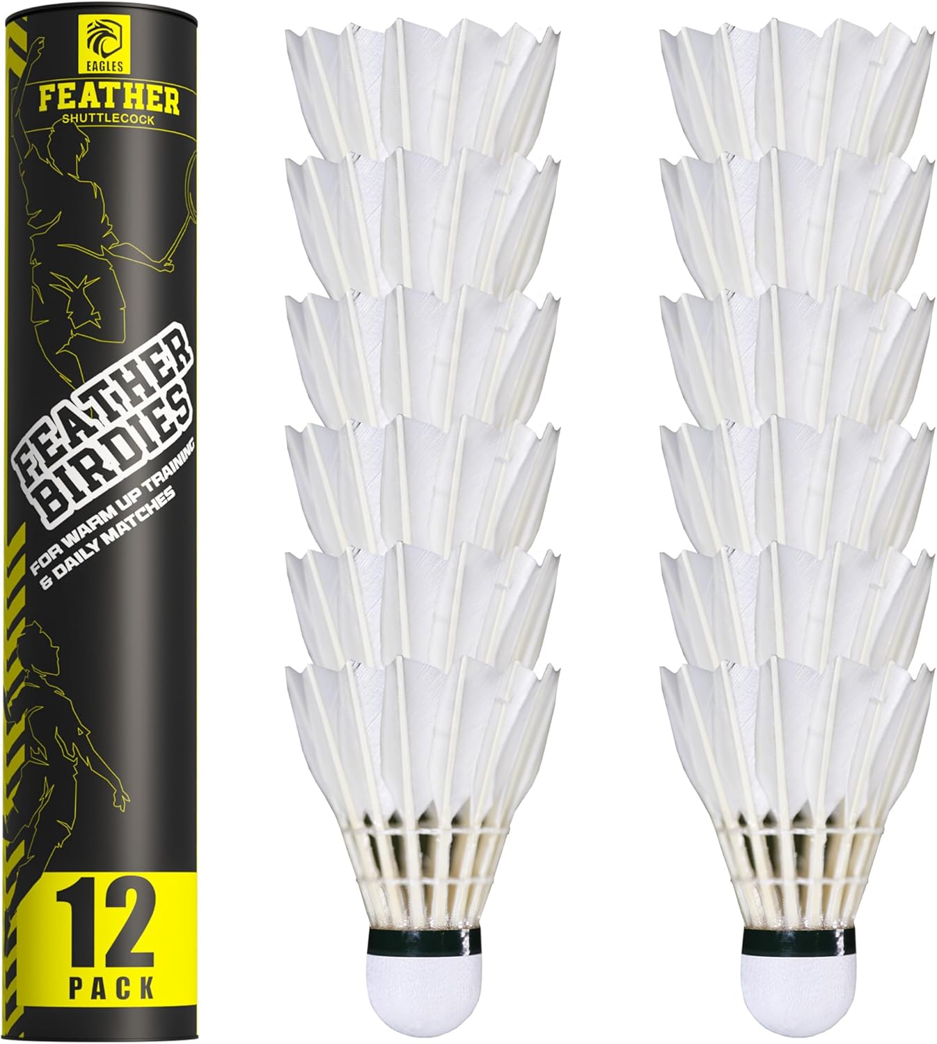 EAGLES Goose Feather Badminton Birdies Feather Bedminton Shuttlecocks- Birdie Ball for Indoor and Outdoor Matches ~ Highly Stable & Durable Shuttle Balls