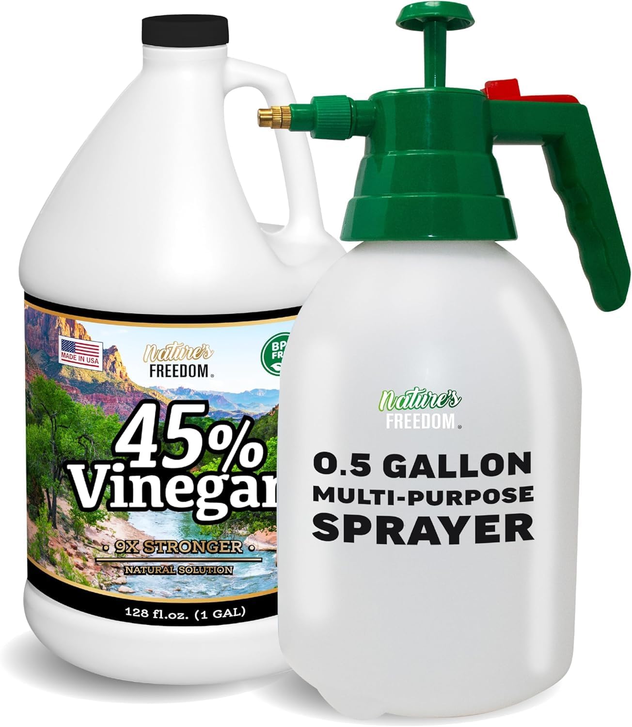 Nature's Freedom 45% Concentrated Vinegar, 1 Gallon with Garden Pump Sprayer