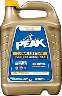 PEAK Global Lifetime 50/50 Prediluted Antifreeze and Coolant for All Vehicles, 1 Gal.