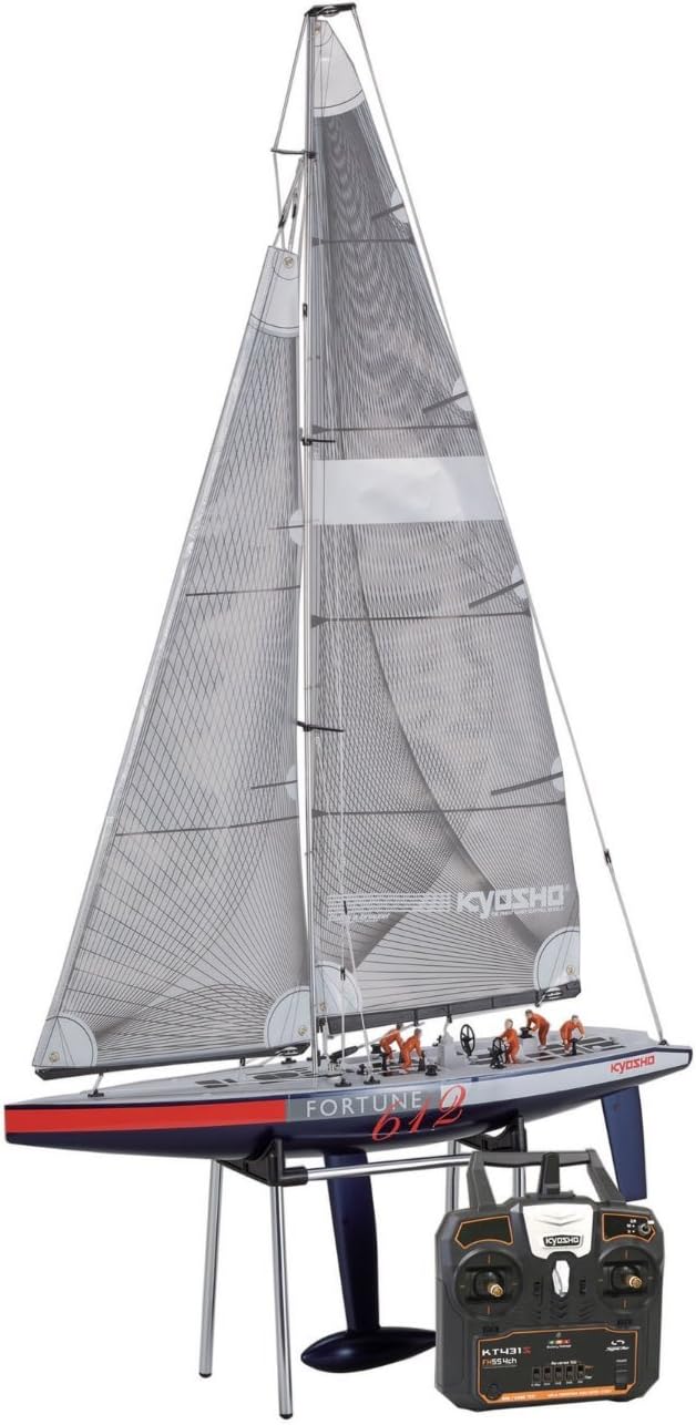 Kyosho 40042S-B Fortune 612 III RC Sailboat, Blue/Red/White, 612 mm