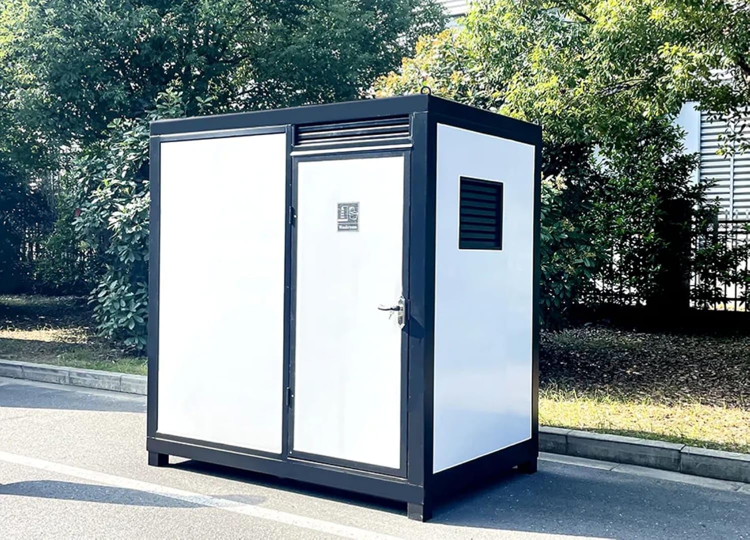 Portable Outdoor Bathroom Pod K2215, 7.4x5x8 ft, Complete Shower Room Unit with Toilet, Sink, Exhaust Fan