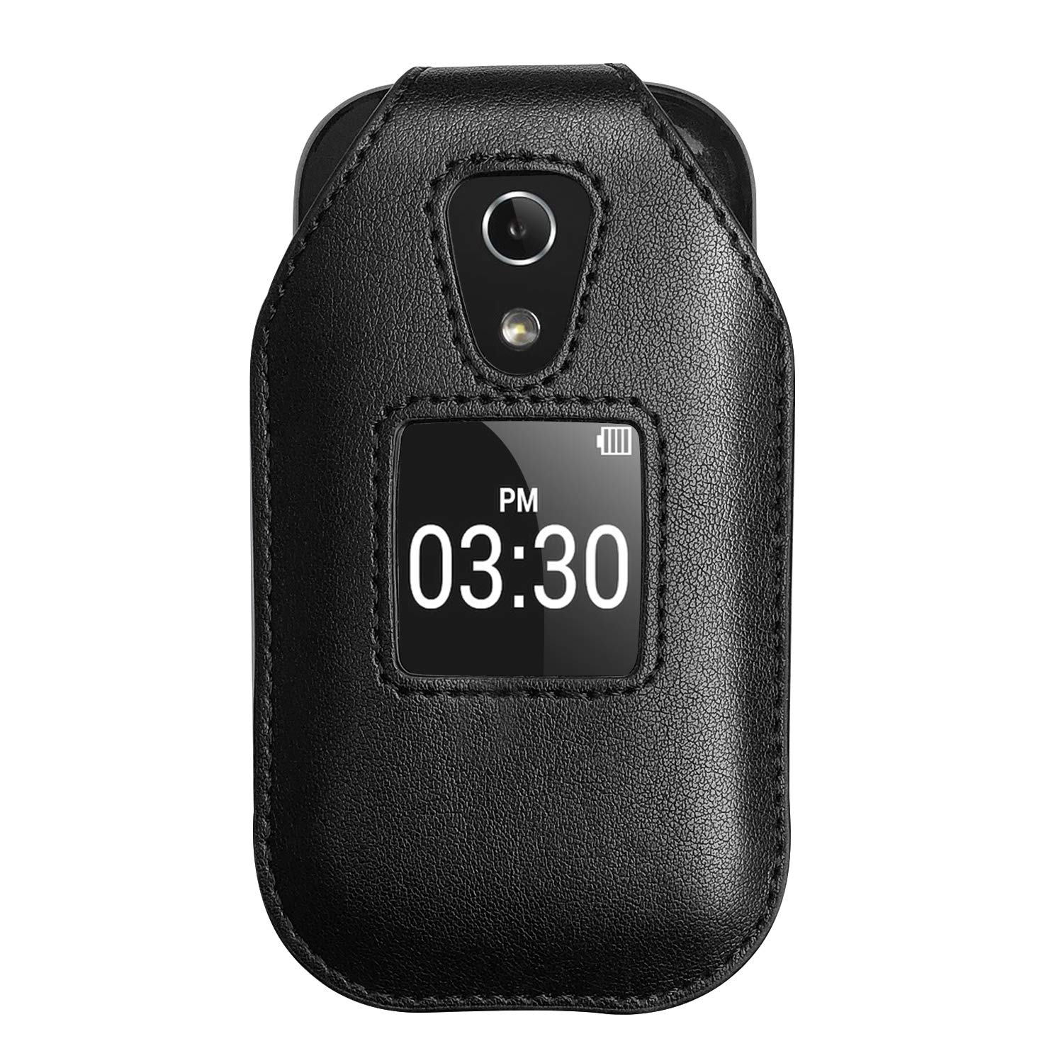 CBUS Fitted Leather Case with Rotating Belt Clip for Doro 7050/7060/7070 (Black)