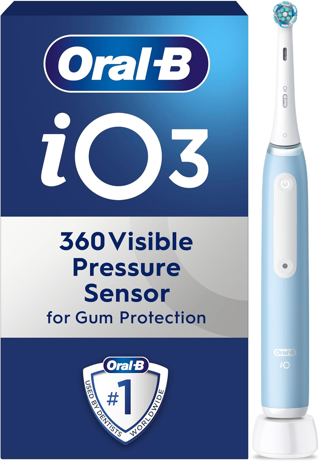 Oral-B iO3 Electric Toothbrush For Adults, Oral B Electric Toothbrushes, Mothers Day Gifts, 1 Toothbrush Head, 3 Modes With Teeth Whitening, Electric Toothbrush, 2 Pin UK Plug, Blue