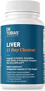 Dr. Tobias Liver 21 Day Cleanse, Herbal Liver Detox Cleanse with Solarplast, Artichoke, Milk Thistle & Dandelion Extract, 63 Vegetable Capsules (3 Daily)