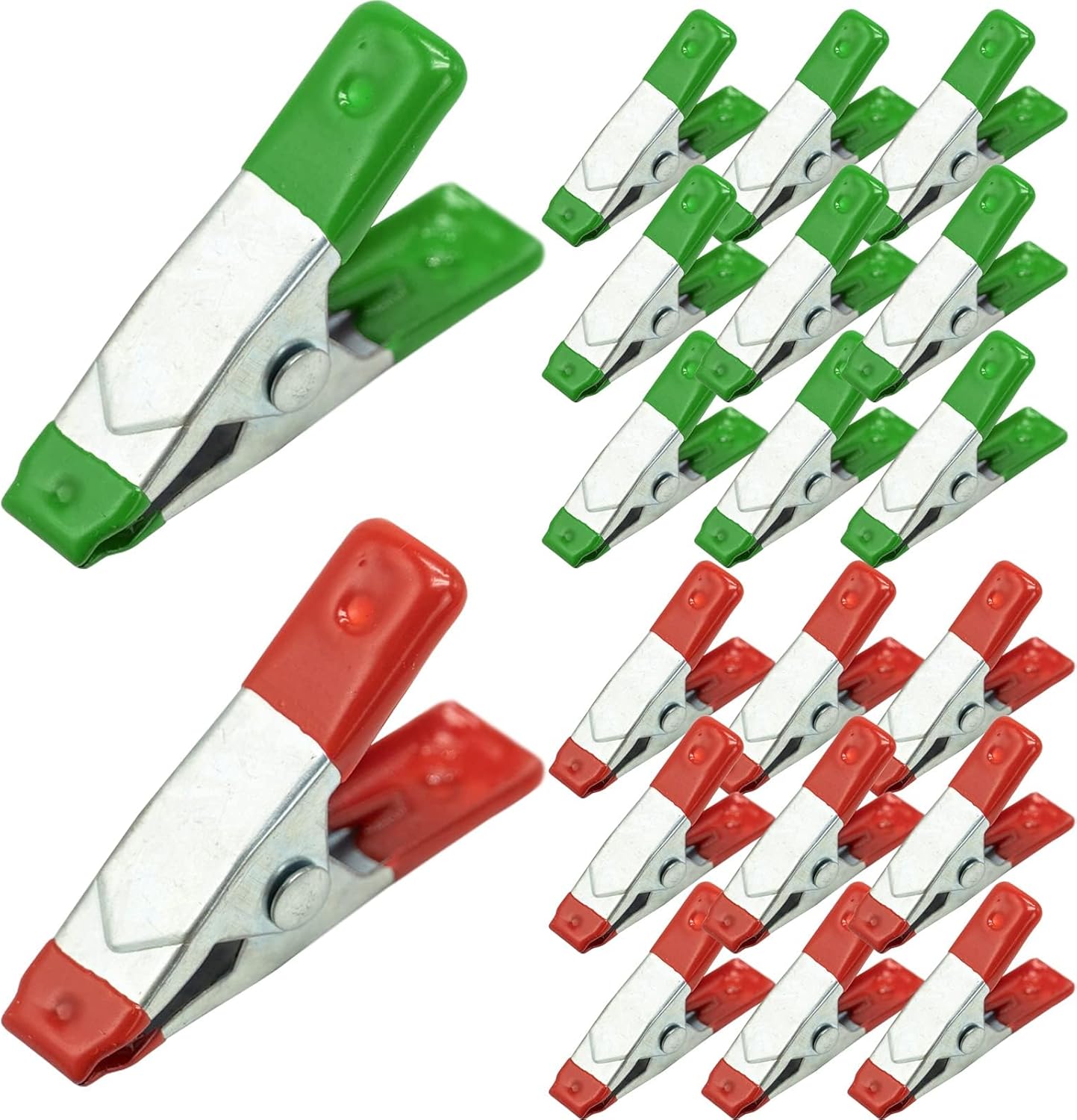 20 Pcs Metal Spring Clamps Clips,Metal Clips, Heavy Duty Tipped Grip Holder Rubber Coated, Wood Clamps for Tarpaulin, Camping, Woodworking, Model Making Tool - /2 Inch(Green&Red)