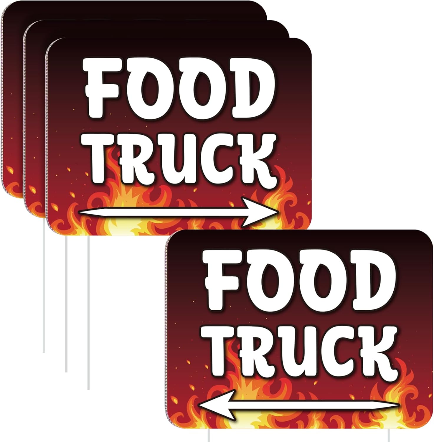 Bucherry 3 Pack Food Truck Yard Signs 15.75 x 11.81 Inches Double-sided Yard Signs with Stakes