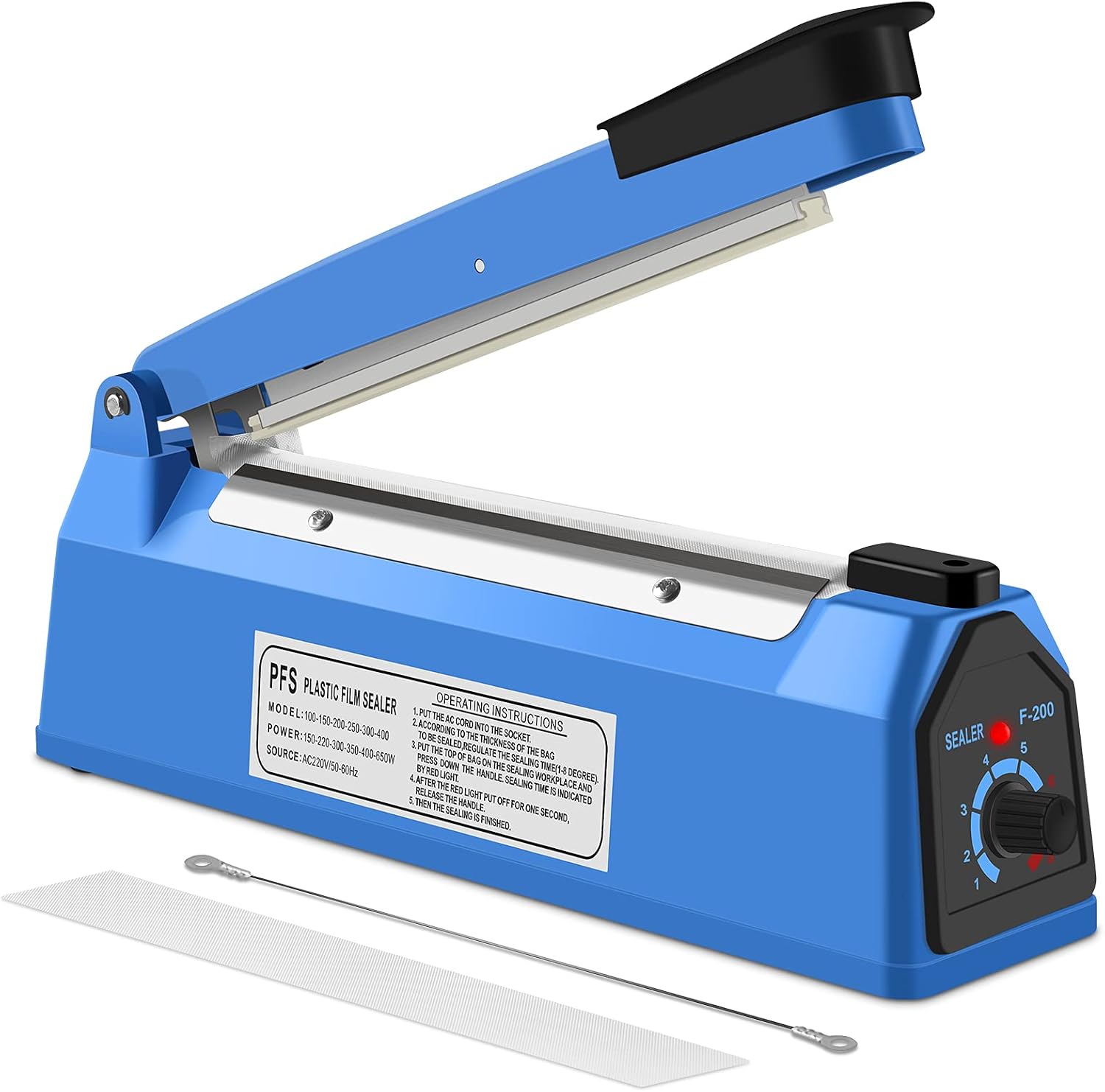 Nestling 200mm Impulse Heat Sealer, 8" Manual Sealing Machine for PP&PE