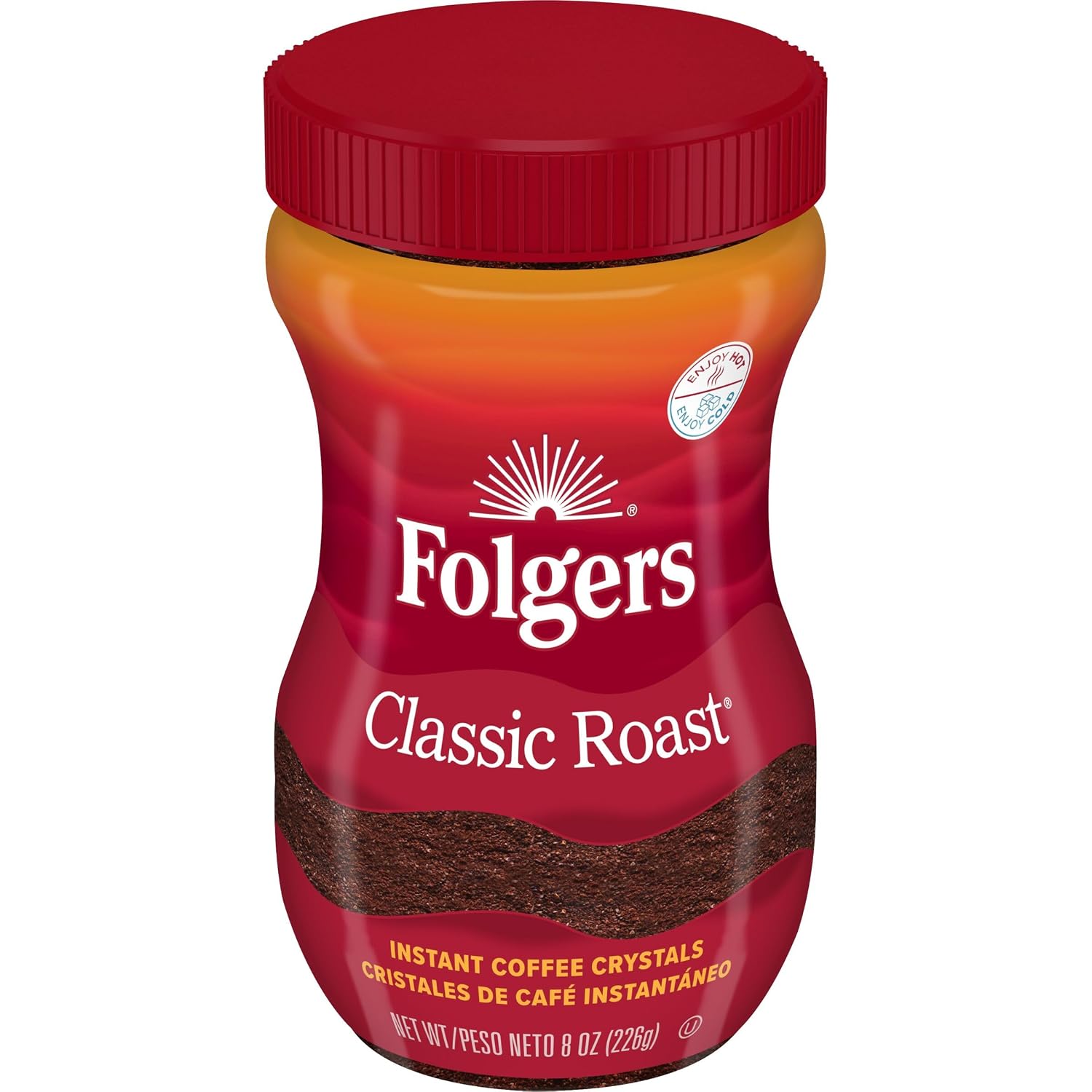 Folgers Classic Roast Instant Coffee, 8 Ounce (Pack of 1)