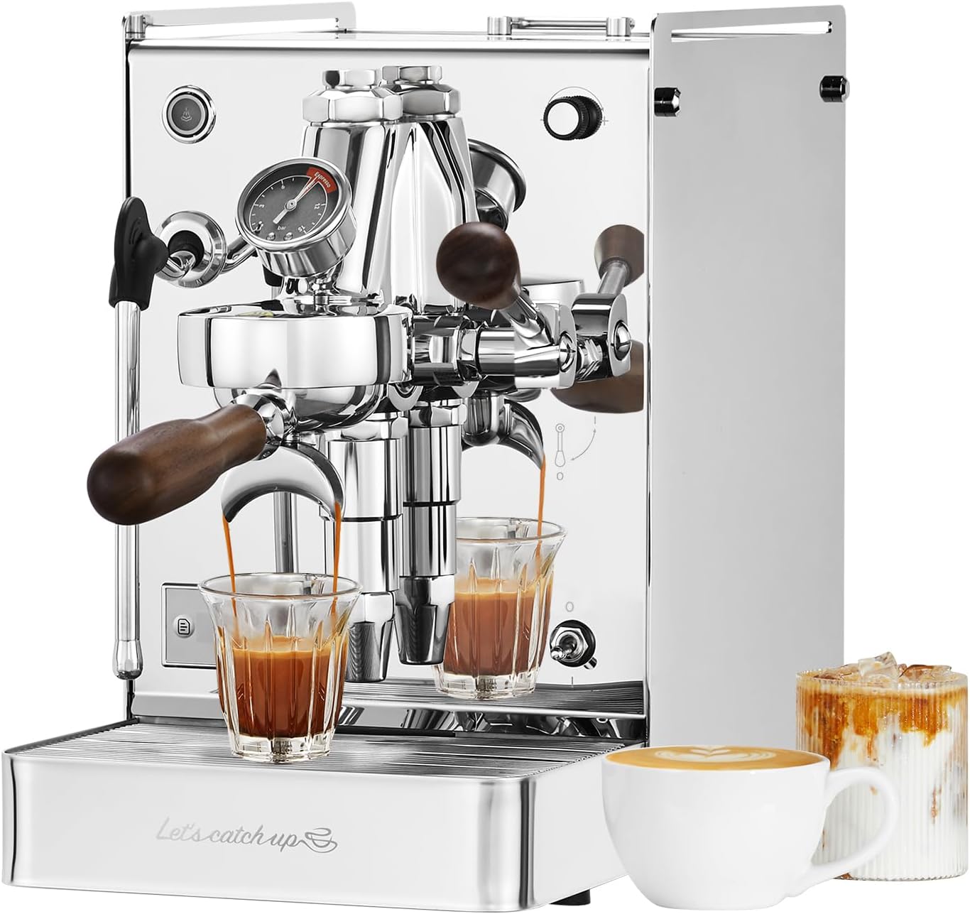 Gemilai G3038A Whale Espresso Machine for Home Latte & Americano Silver