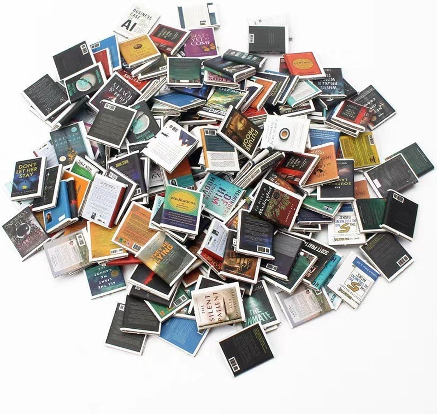 PHIOMUUE 100pcs Mini Brands Books Miniature Dollhouse Accessories - Tiny Mini Books for Anxiety Bookshelf, Mini Things, Miniature Things, Dollhouse Miniatures & DIY Craft Decor