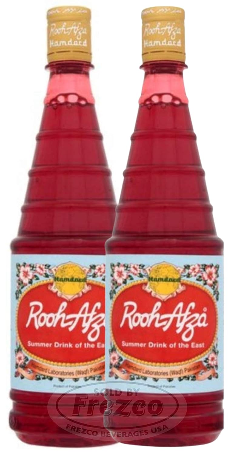 Rooh Afza - Beverage Base Sharbat Syrup (2 Pack Deal x 800 ML) Drink of the east, the taste of happiness by hamdard.