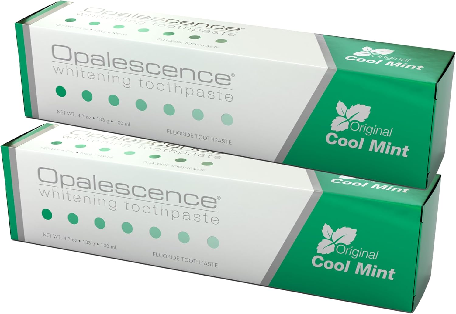 Opalescence Teeth Whitening Toothpaste (Pack of 2) - Cool Mint Original Formula - Oral Care, Gluten-Free - 4.7 Ounce Made by Ultradent.- TP-5166-2