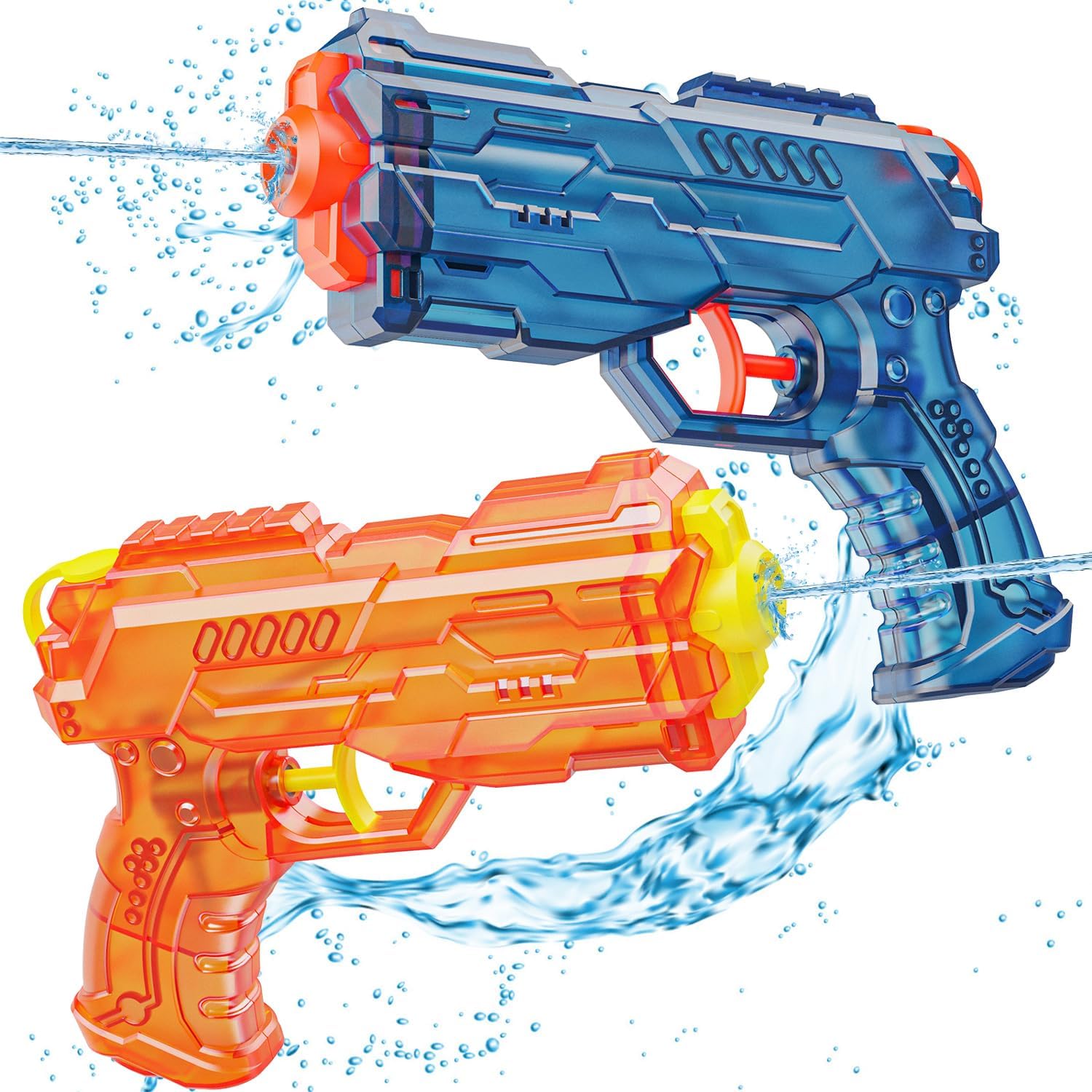 Water Gun for Kids - Leakproof Squirt Gun Adults Summer Super Water Blaster Soaker Small Water Guns Toys for Boys Girls Toddler, 2 Pack Watergun for Pool Beach Outdoor Fighting Toy（Blue Orange