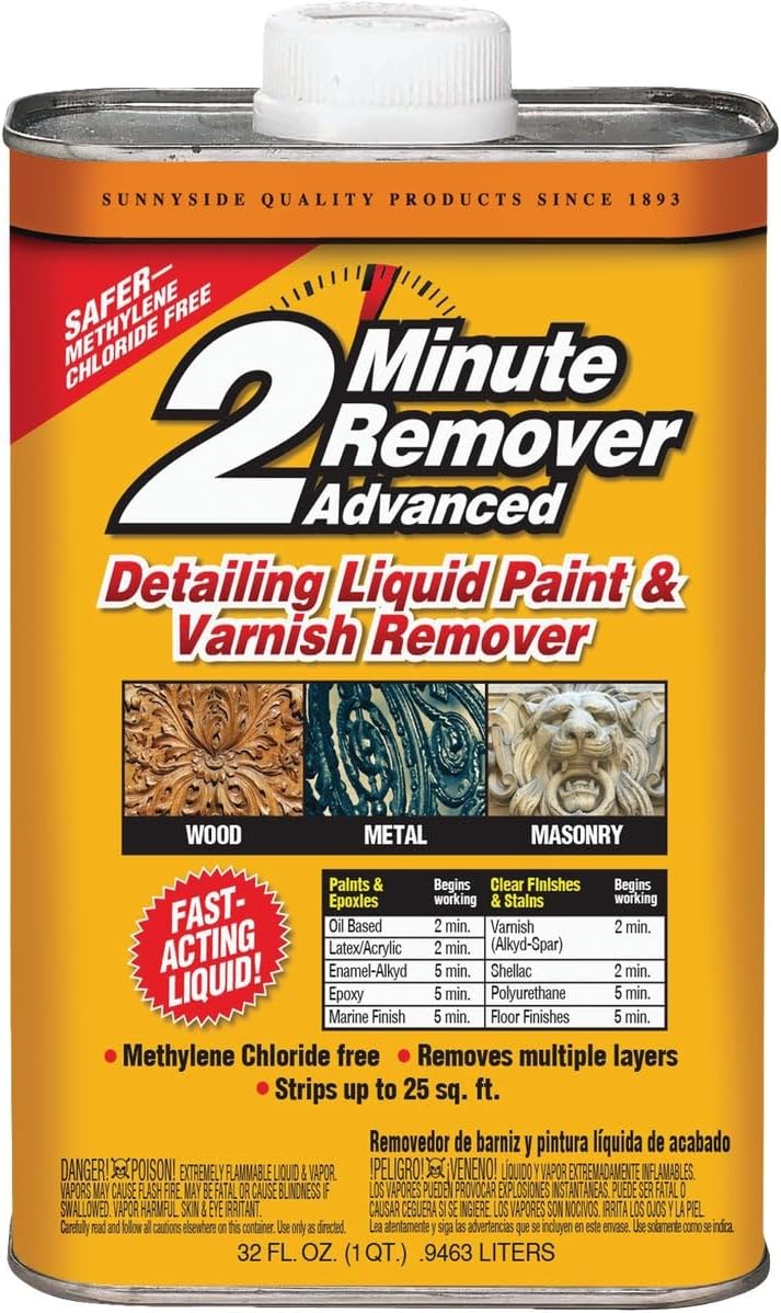 Sunnyside Corporation 2 Minute Remover Advanced Detailing Liquid Paint & Varnish Remover, 1 Quart - Liquid