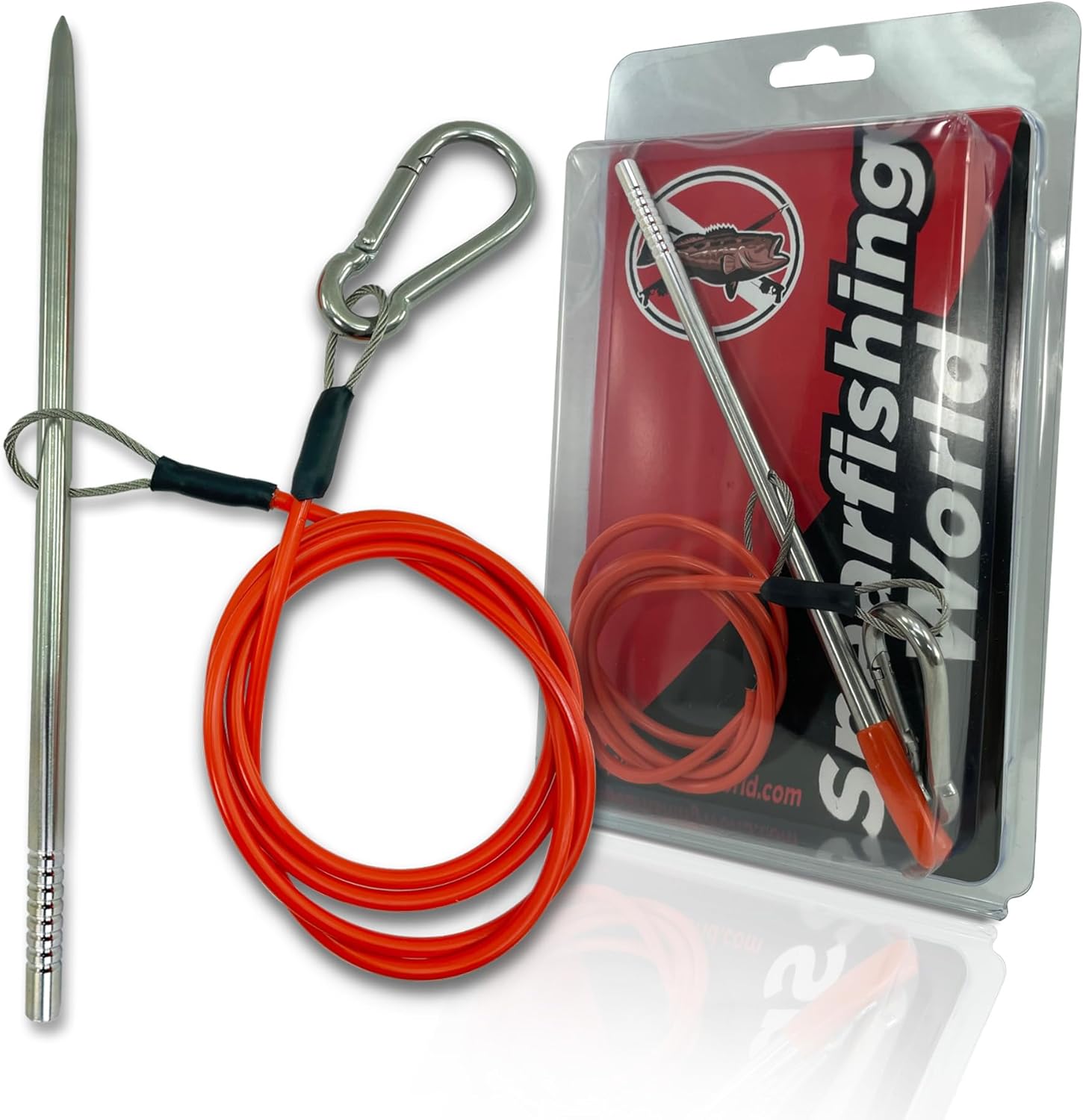 Fish Stringer for Spearfishing with Coated Stainless Steel Cable and Heavy Duty Carabiner (Float Fish Stringer)