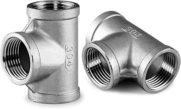 Beduan 3/4" Tee Female NPT T Shaped 3 Way Cast Pipe Fitting - Stainless Steel 304 (Pack of 2)