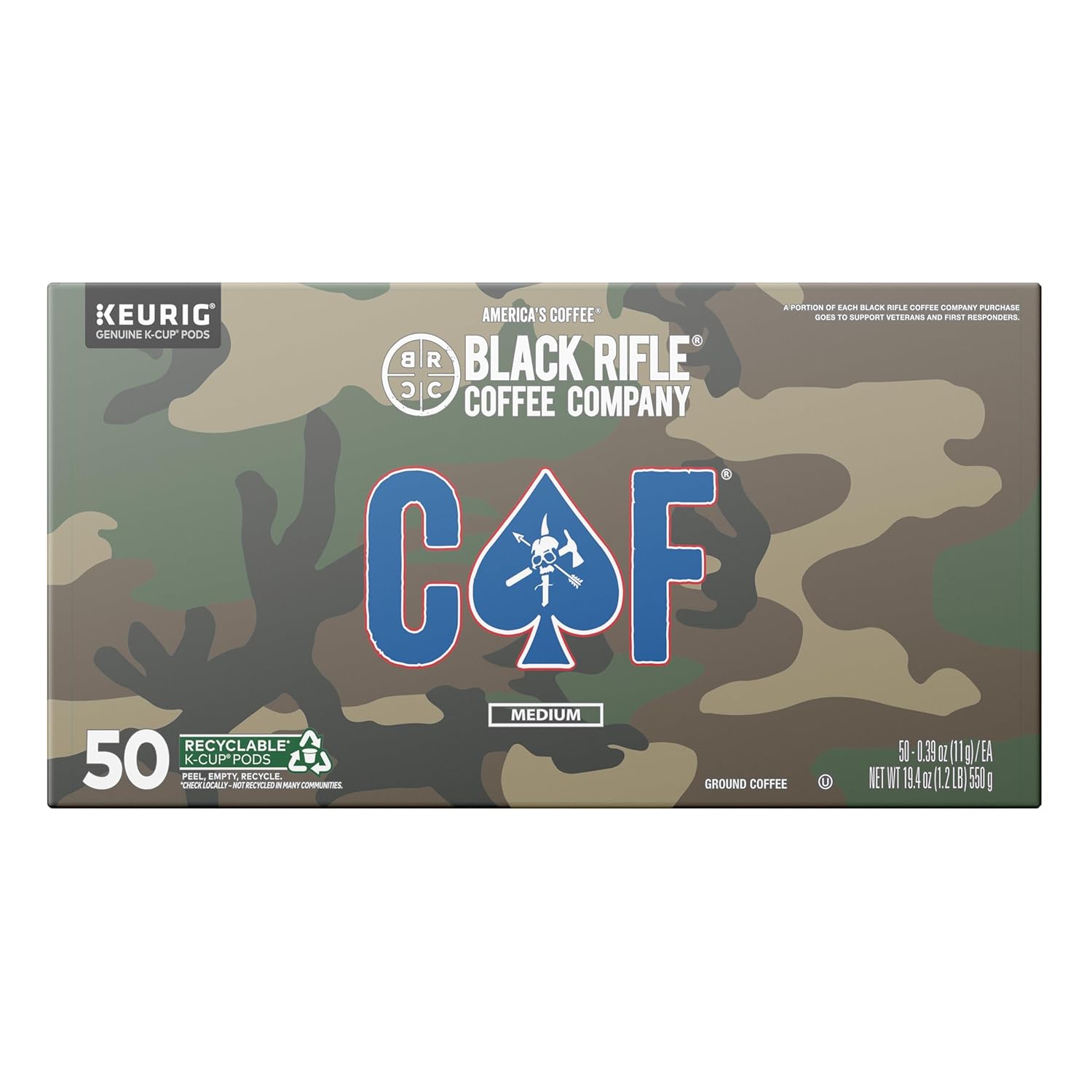 Black Rifle Coffee Company CAF, Medium Roast K Cups, 50 Single Serve Coffee Pods