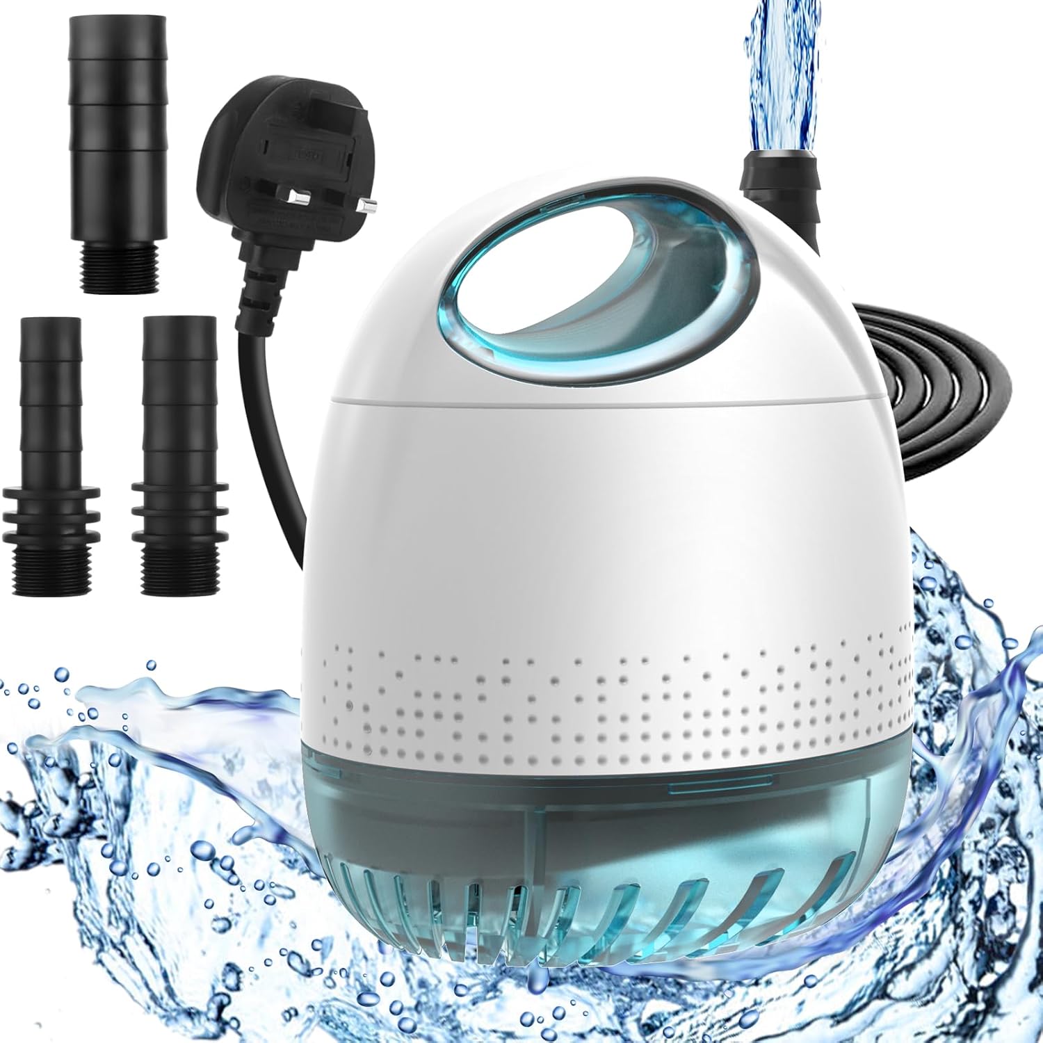 BAITAI Submersible Water Pump(3500L/H,75W),Ultra Quiet Water Feature Pump with 5m Power Cord,3 Nozzles for Fish Tank, Pond, Aquarium, Statuary, Hydroponics,Pool & More