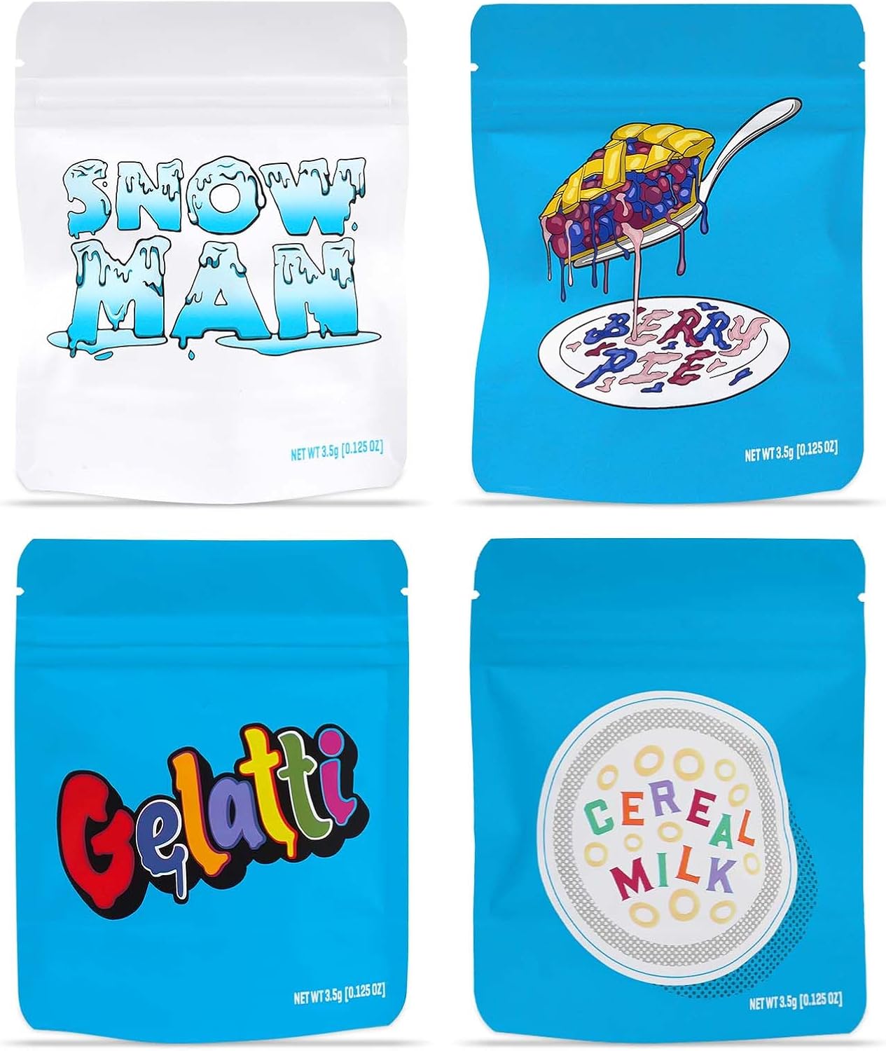 100Pcs Mylar Bags, Cali Packs 3.5g, Resealable Cali Packs for Snacks, Jewelry, Spice Samples, Ziplock Food Storage Bags (10x13cm)