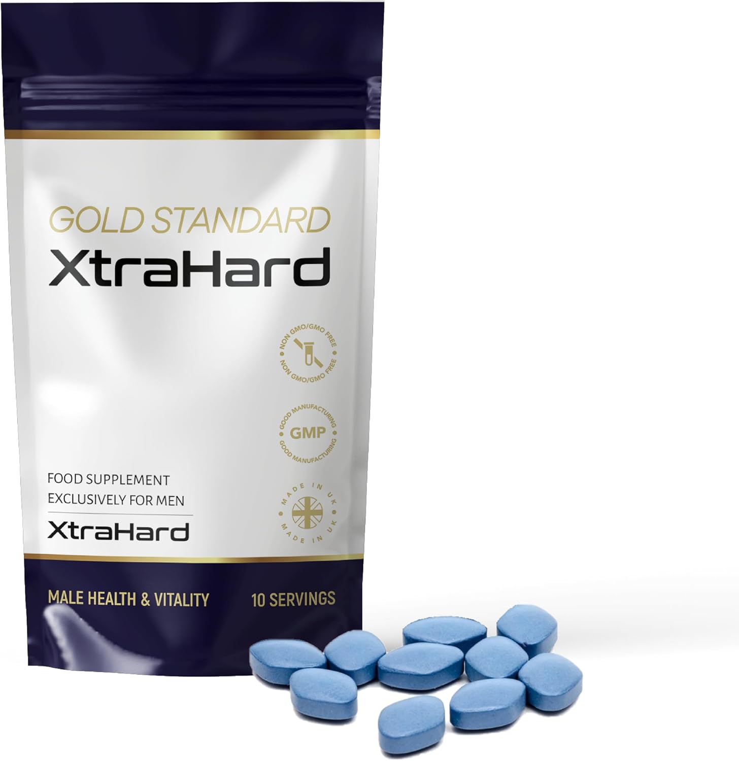 XtraHard | 10 Tablets | 100% Natural, Exclusively for Men, 10 Blue Pill Tablets, Manufactured in The UK.
