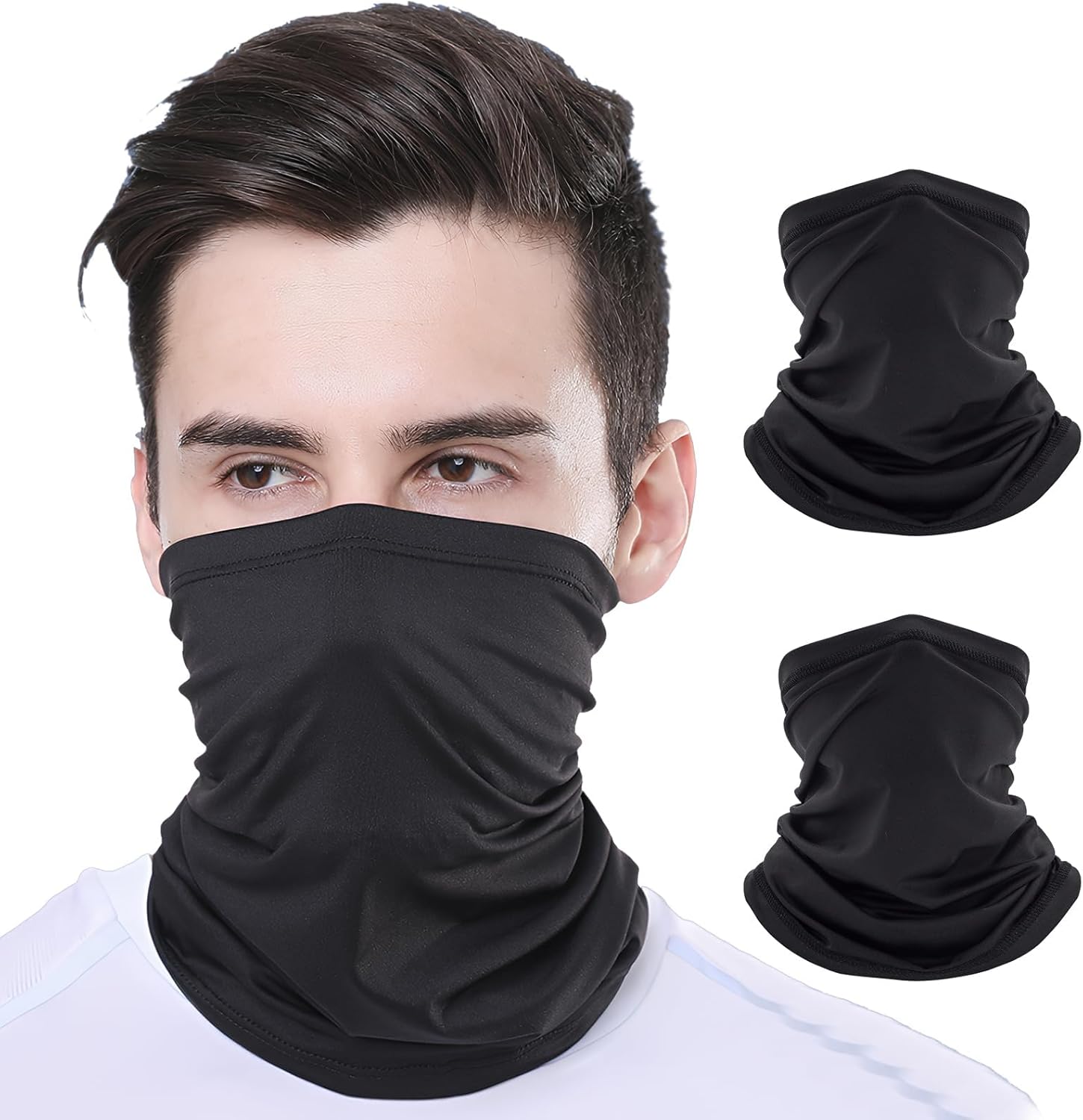 2Pack Cooling Neck Gaiter Face Cover Multifunction Headwear Elastic Tube Scarf Balaclava Snoods Face Mask Windproof UV Protection for Cycling Running Outdoor Activities Sports for Men &Women