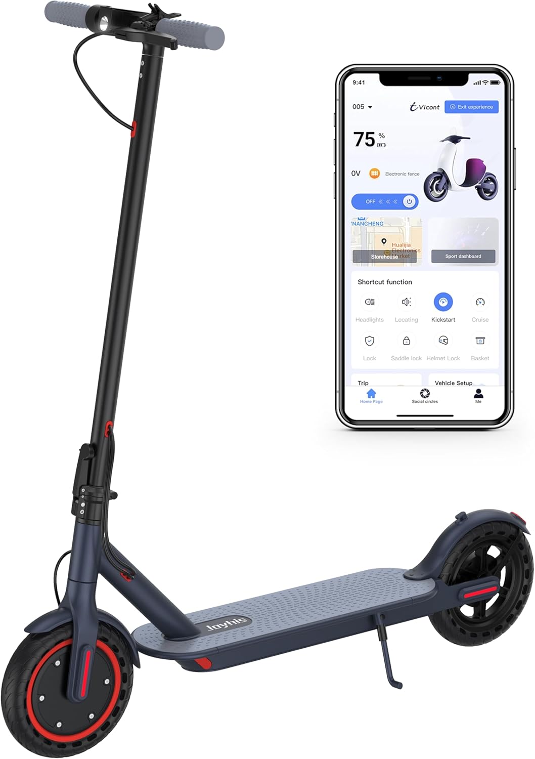 Electric Scooter Adults, Powerful 350W E-Scooter, Max 19 Mph & 19-23 Miles Range Scooters, Folding Scooters with 8.5" Solid Tires, Commuting Scooter Kick Scooter with APP Control