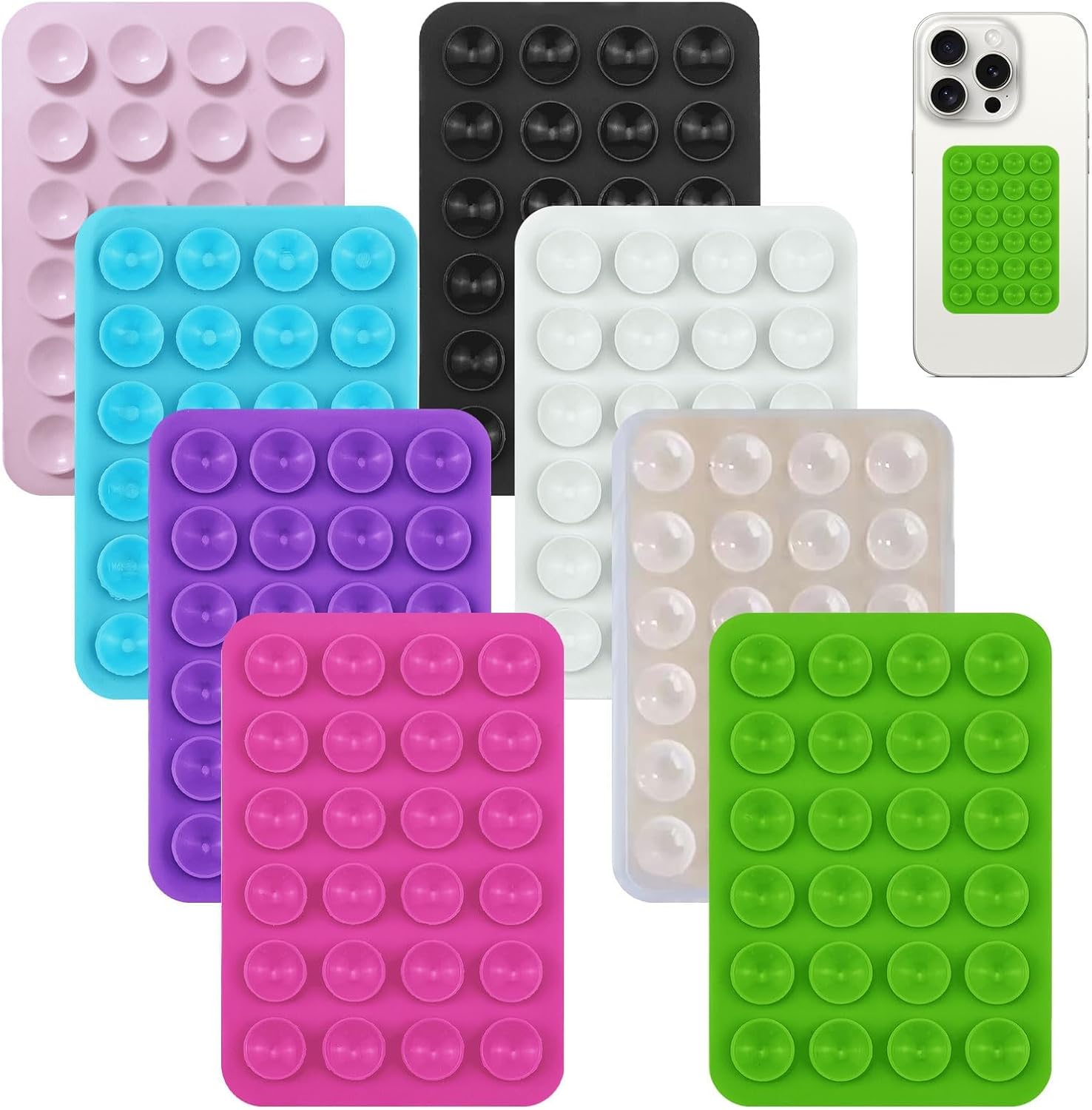 Suction Phone Holder,8 PCS Sticky Phone Holder Case for Wall,Suction Cup Sticky Phone Grip,Anti-Slip Phone Suction Pad,Multifunctional Suction Cup Phone Holder,Suction Phone Case Adhesive Mount