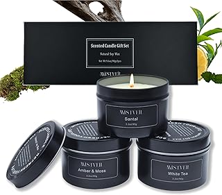 Scented Candles Set for Men, Scented Candles for Home, Aromatherapy Jar Candles, Gifts for Men, 3 Pack Mens Candle Gifts for Men Scents of Sandalwood/Amber&Moss/White Tea