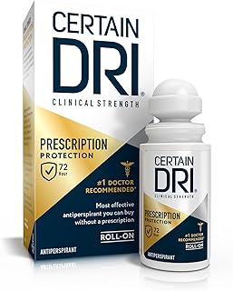 Certain Dri Prescription Strength Clinical Antiperspirant Roll-On Deodorant, Hyperhidrosis Treatment for Men & Women, Long-Lasting 72hr Protection, Effective Sweat Control, Fragrance Free, 1.2 Fl oz