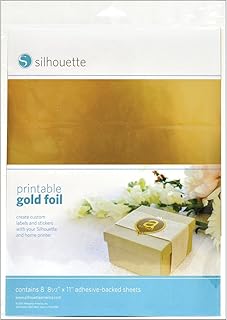 Silhouette Printable Adhesive Foil 8.5"X11" 8/Pkg - Gold