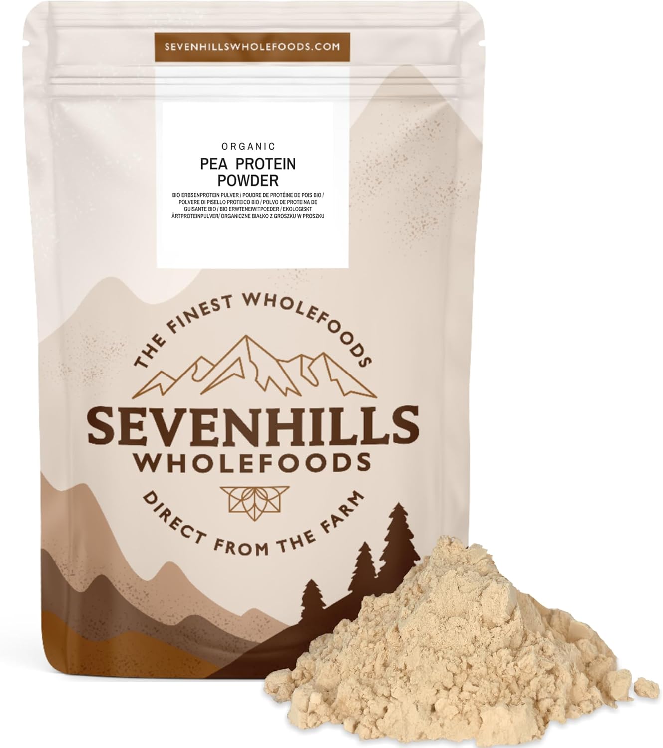 Sevenhills Wholefoods Organic Pea Protein Powder 1.8kg - Unflavoured - 84% Protein - Vegan, Kosher, Non-GMO