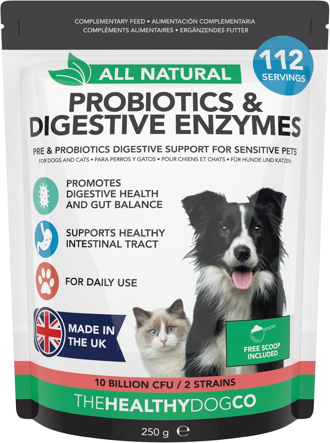 The Healthy Dog Co Probiotics for Dogs – Gentle Dog Probiotic Supplements Powder for Digestion, Immunity & Digestive Care for Pets – 112 Servings – Just Sprinkle on Food