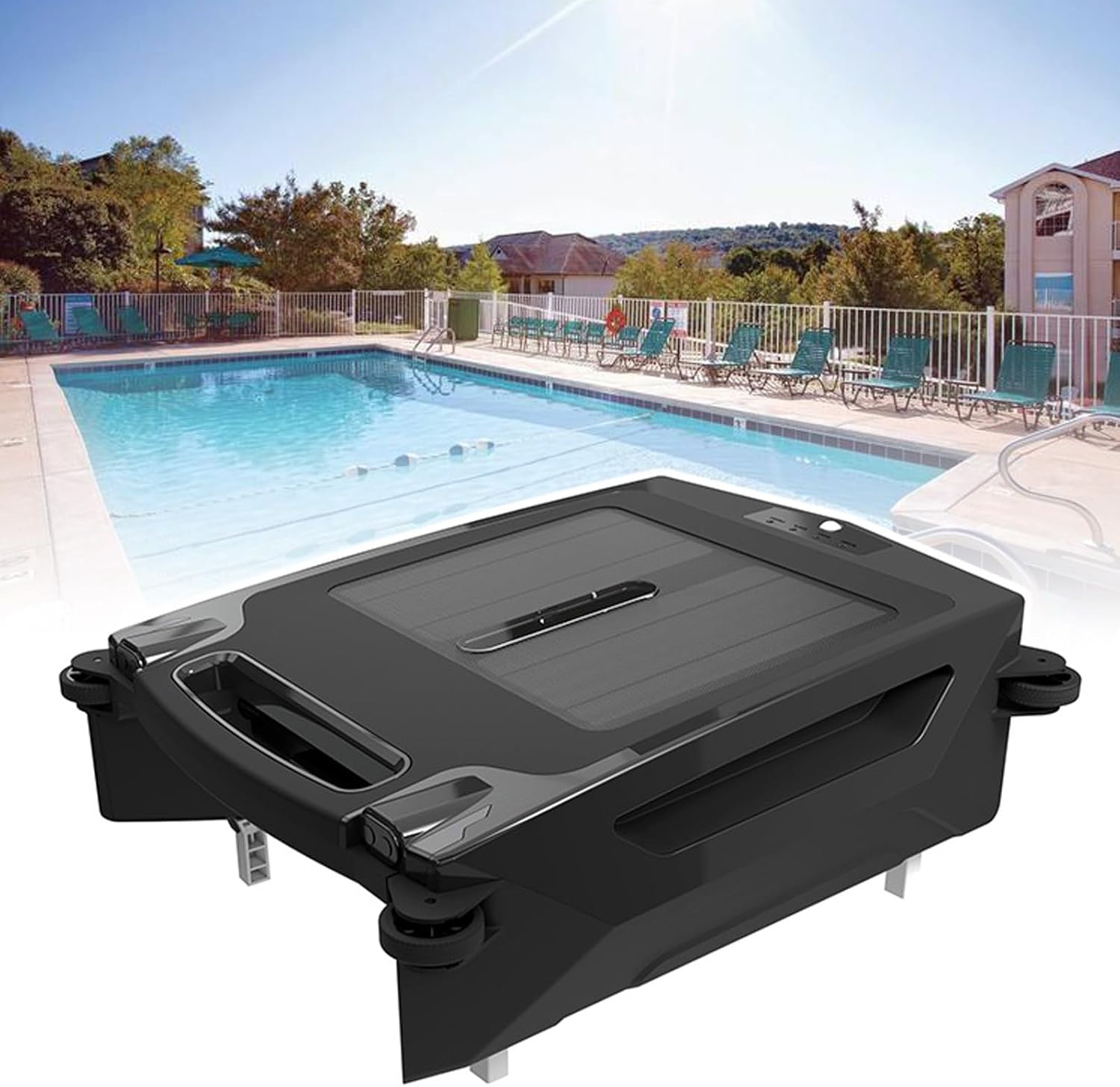 Wasd3Pods Solar Rechargeable Dual-Mode Pool Clening Robot, Cordless Robt Pool Cleaner, Pool Skimmer Basket,With Auto-Escape and Auto-Turn(2500mah)