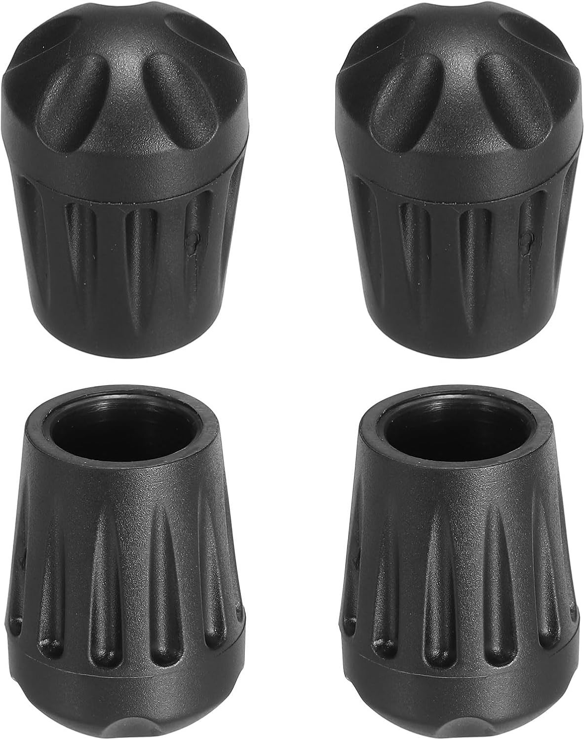 PATIKIL 0.55 Inch Black Plastic Non-Slip Rectangular Camping Chair Leg Tips Cap Folding Chair Legs Floor Protectors, 4 Pack